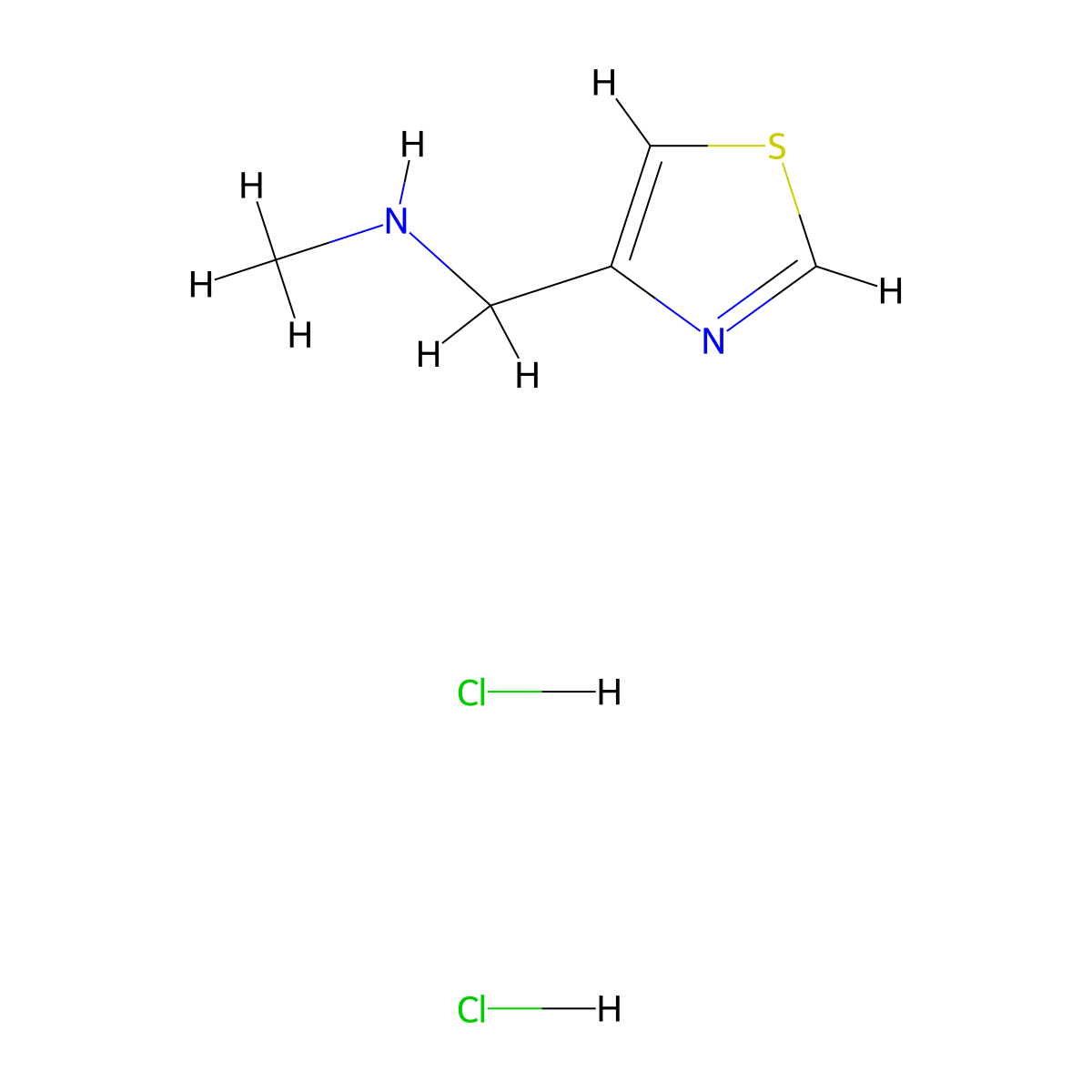 N-Methyl-1-(1,3-thiazol-4-yl)methanamine dihydrochloride molecular structure, CAS 1609403-13-5