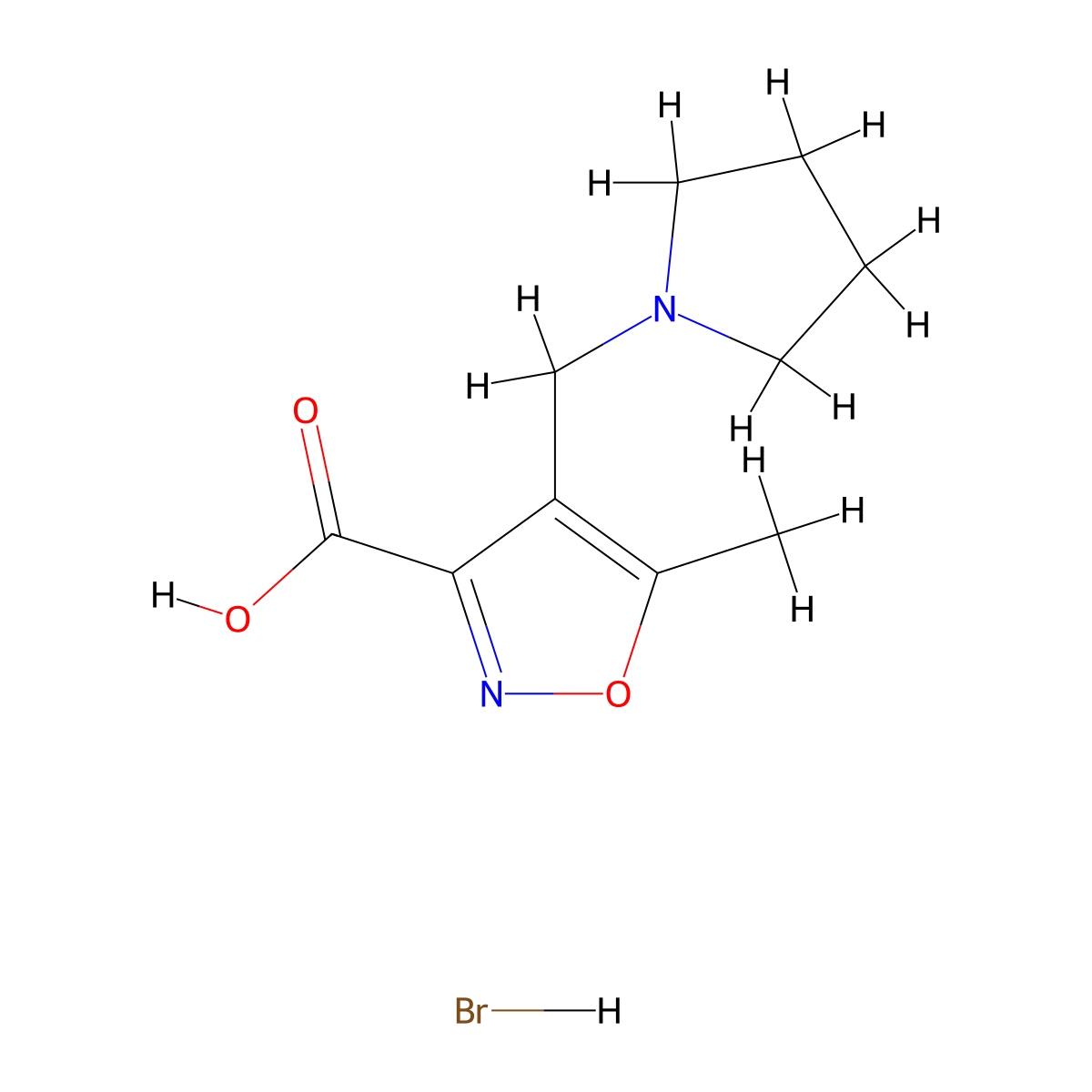 5-Methyl-4-(pyrrolidin-1-ylmethyl)isoxazole-3-carboxylic acid hydrobromide molecular structure, CAS 1609403-21-5
