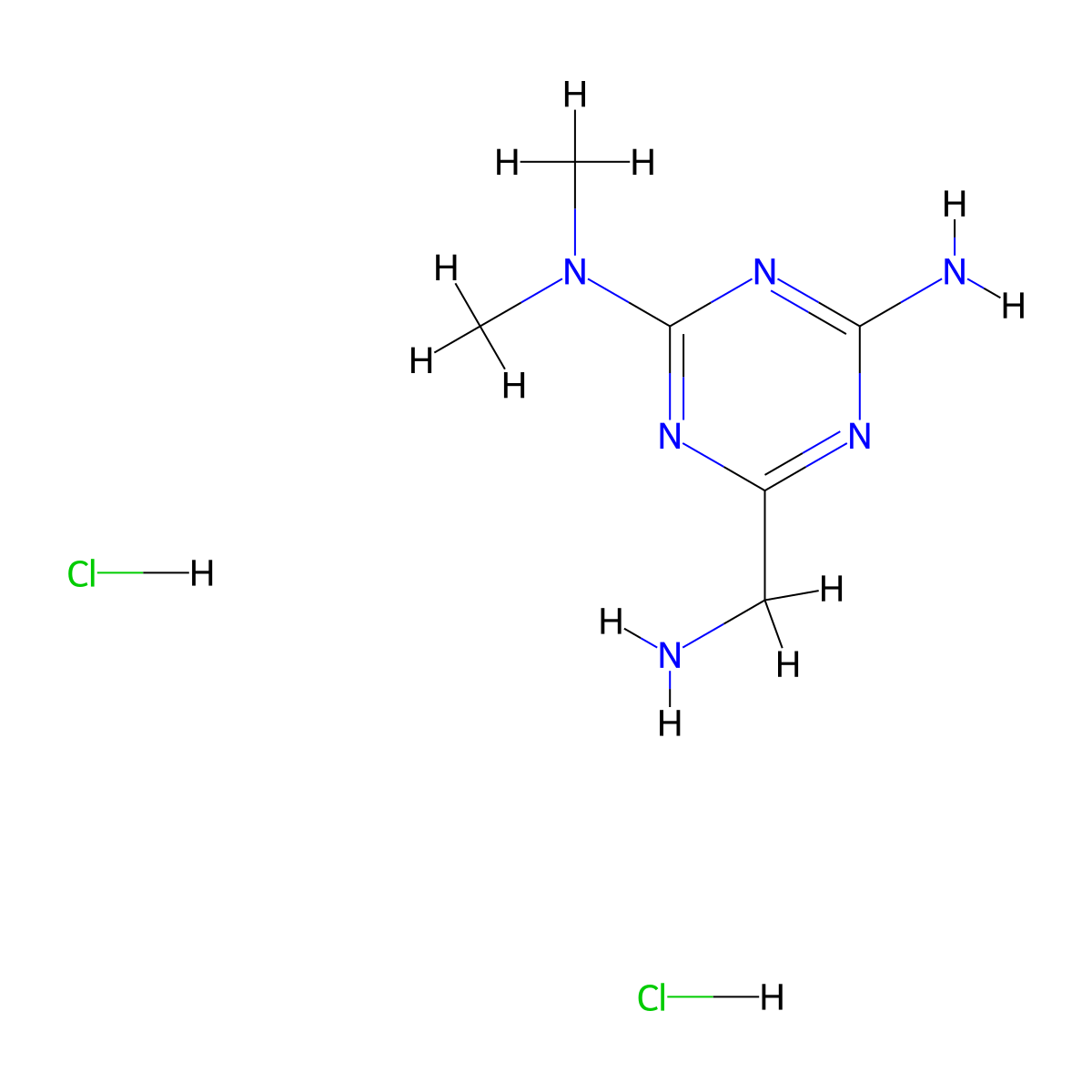 6-(Aminomethyl)-N,N-dimethyl-1,3,5-triazine-2,4-diamine dihydrochloride molecular structure, CAS 1609403-23-7