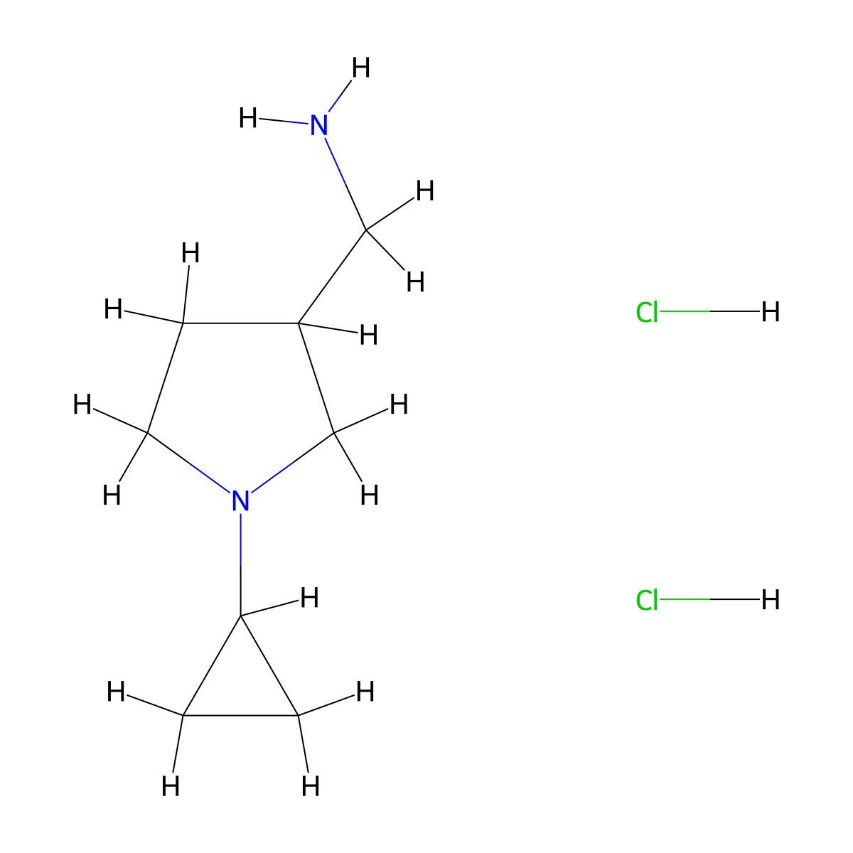 (1-Cyclopropylpyrrolidin-3-yl)methanamine dihydrochloride molecular structure, CAS 1609403-25-9