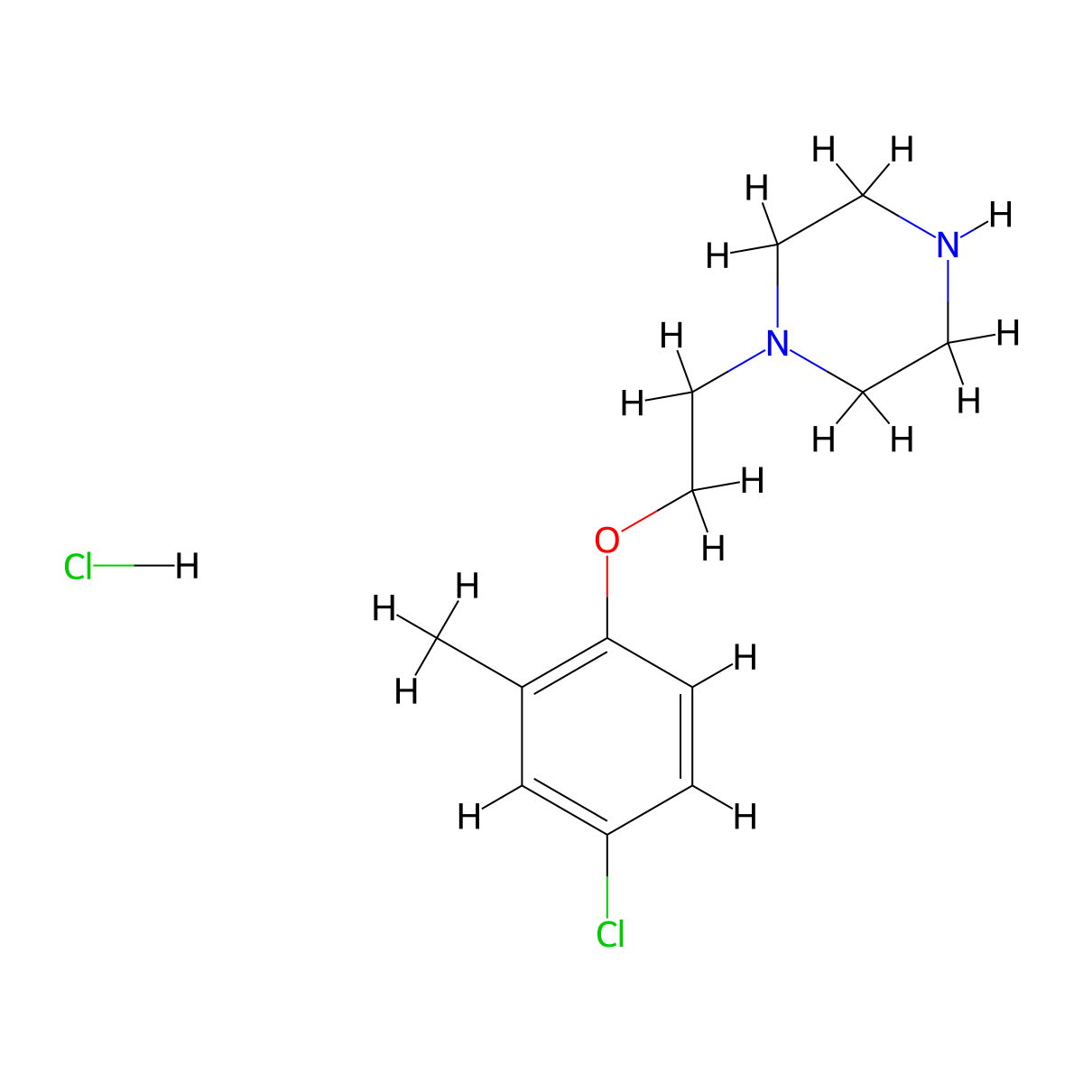 1-[2-(4-Chloro-2-methylphenoxy)ethyl]piperazine hydrochloride molecular structure, CAS 1609403-27-1
