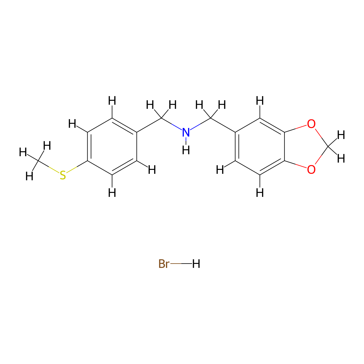 (1,3-Benzodioxol-5-ylmethyl)[4-(methylthio)benzyl]amine hydrobromide molecular structure, CAS 1609403-29-3