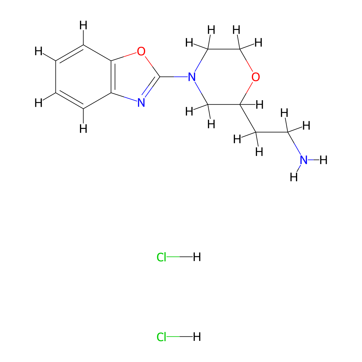 {2-[4-(1,3-Benzoxazol-2-yl)-2-morpholinyl]ethyl}amine dihydrochloride molecular structure, CAS 1609403-31-7