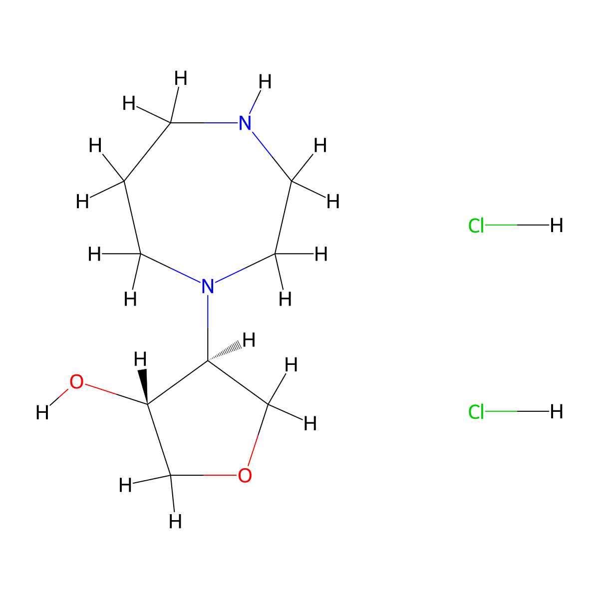 trans-4-(1,4-Diazepan-1-yl)tetrahydro-3-furanol dihydrochloride molecular structure, CAS 1609403-33-9