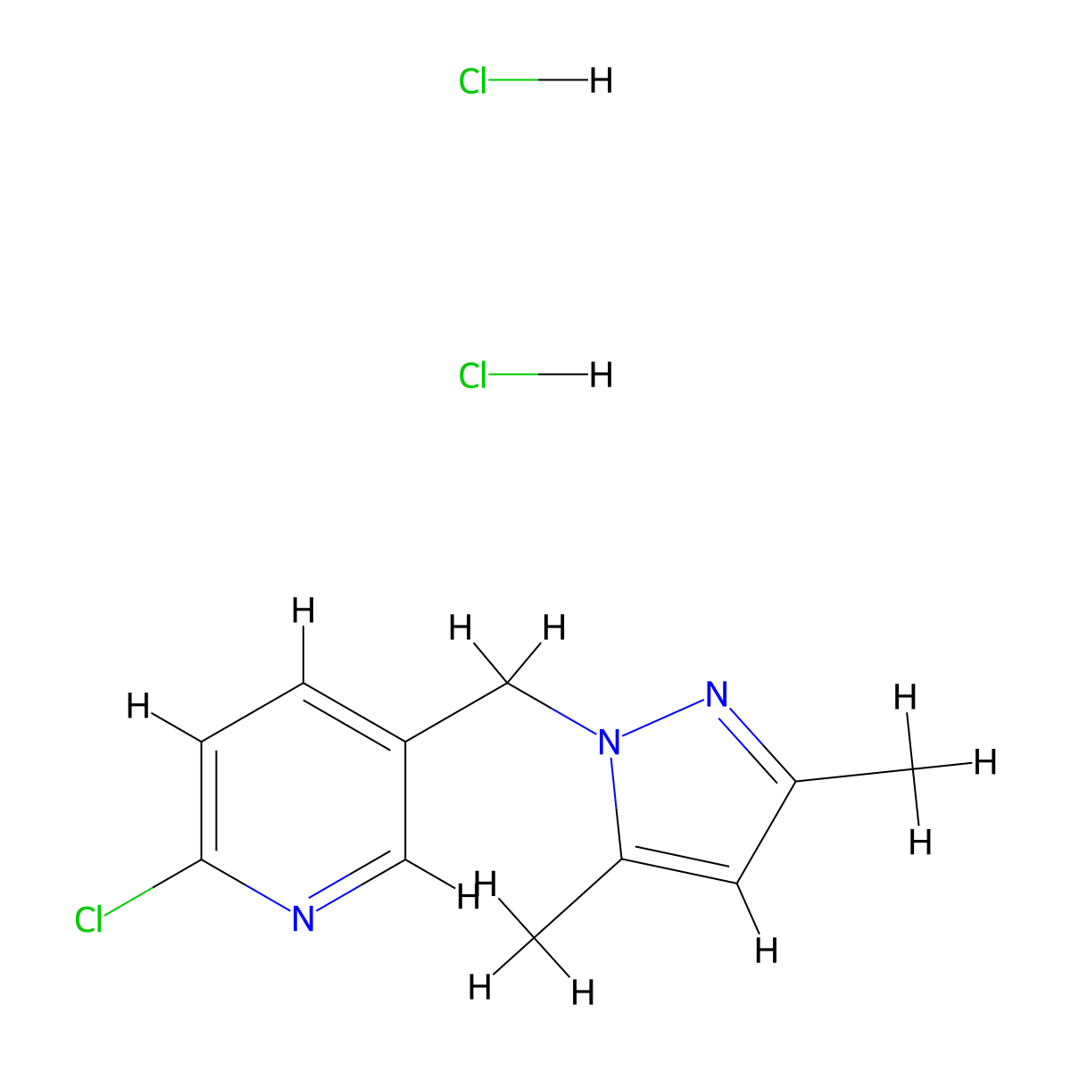 2-Chloro-5-[(3,5-dimethyl-1H-pyrazol-1-yl)methyl]pyridine dihydrochloride molecular structure, CAS 1609403-42-0