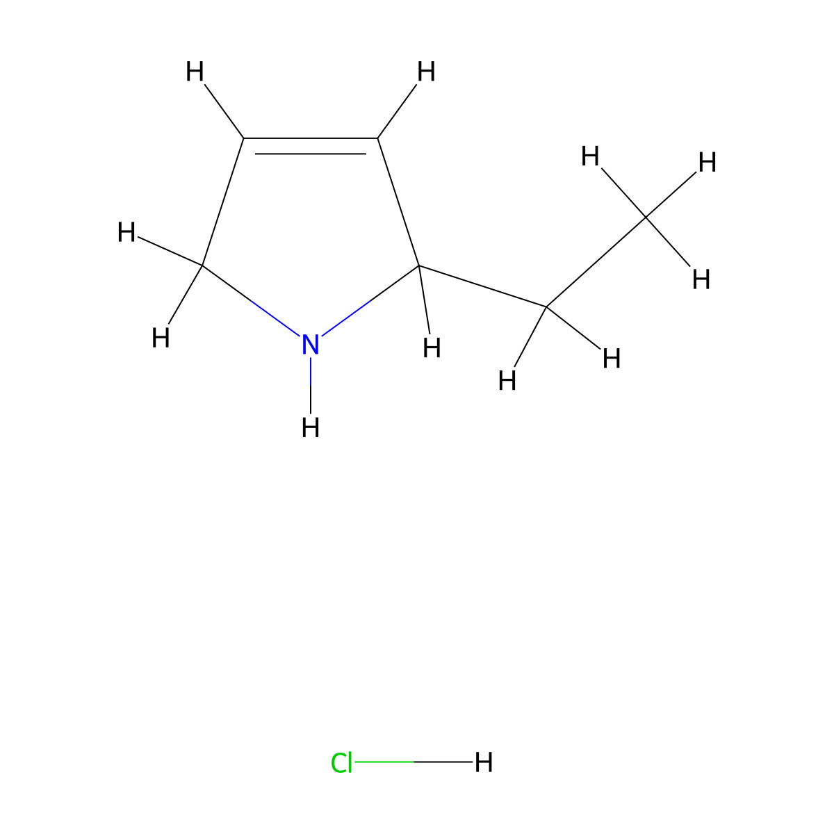 2-Ethyl-2,5-dihydro-1H-pyrrole hydrochloride molecular structure, CAS 1609403-44-2