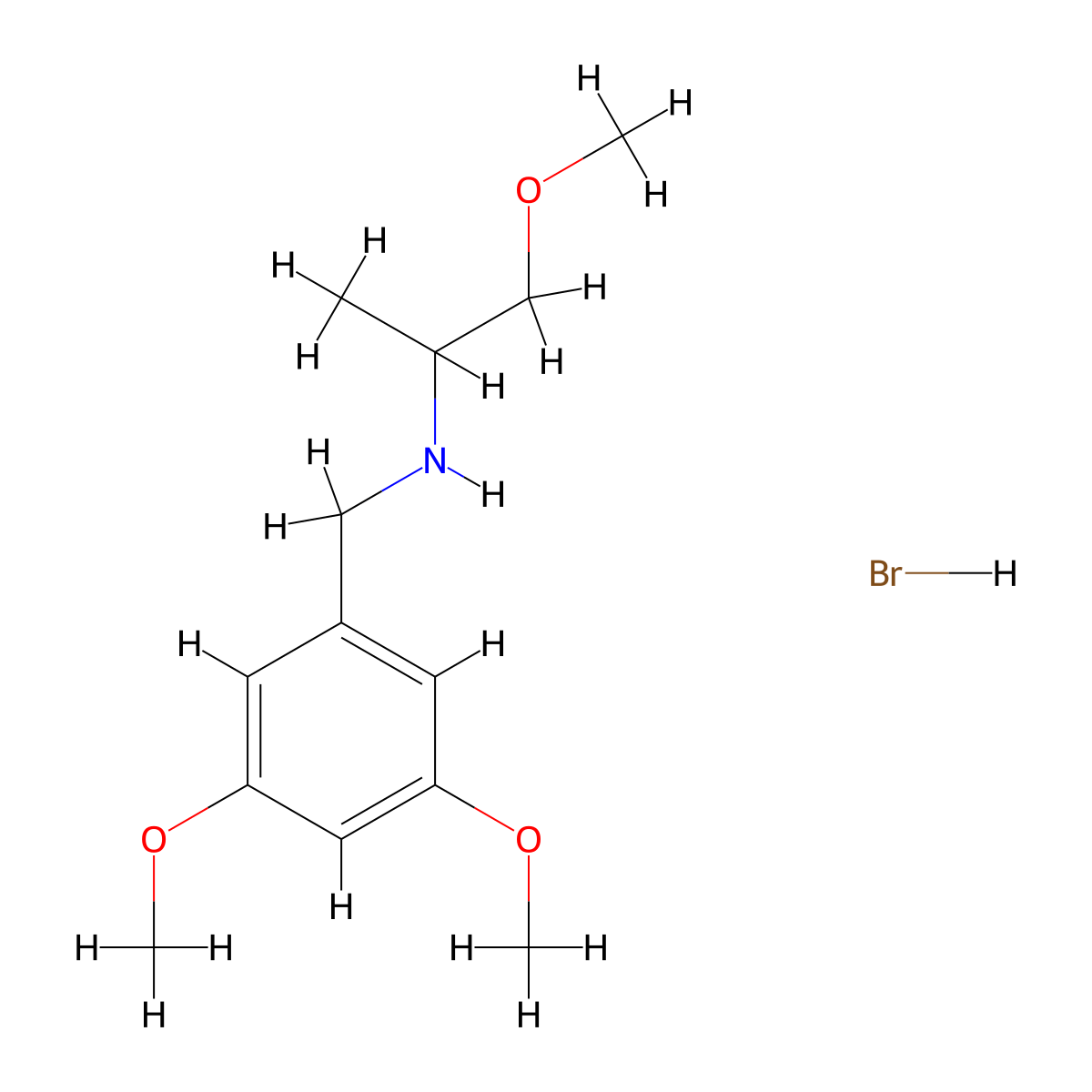 N-(3,5-dimethoxybenzyl)-1-methoxy-2-propanamine hydrobromide molecular structure, CAS 1609403-45-3