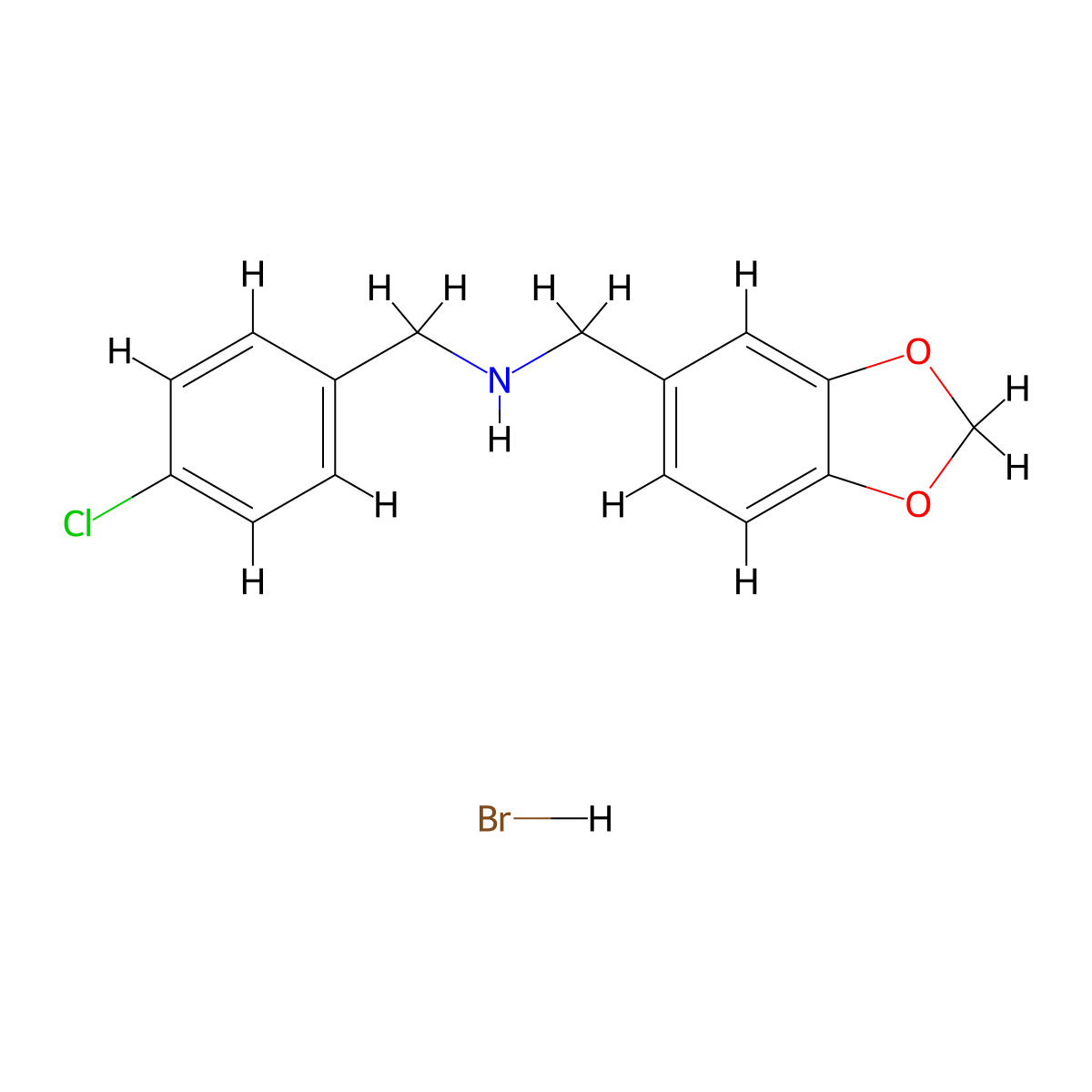 (1,3-Benzodioxol-5-ylmethyl)(4-chlorobenzyl)amine hydrobromide molecular structure, CAS 1609403-55-5