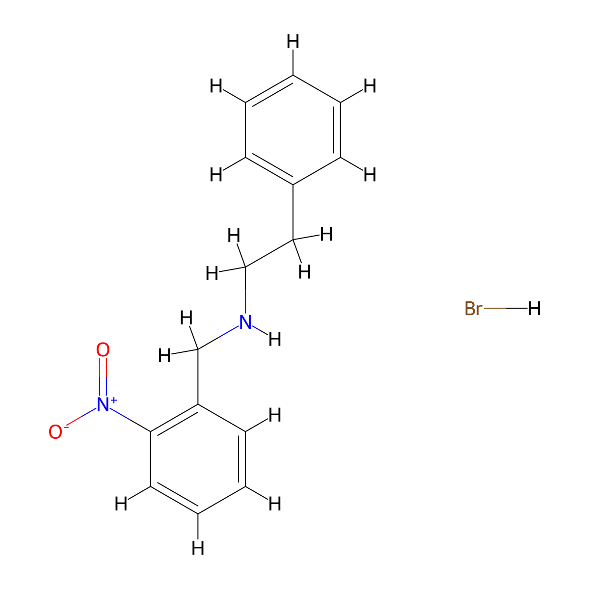 N-(2-nitrobenzyl)-2-phenylethanamine hydrobromide molecular structure, CAS 1609403-62-4