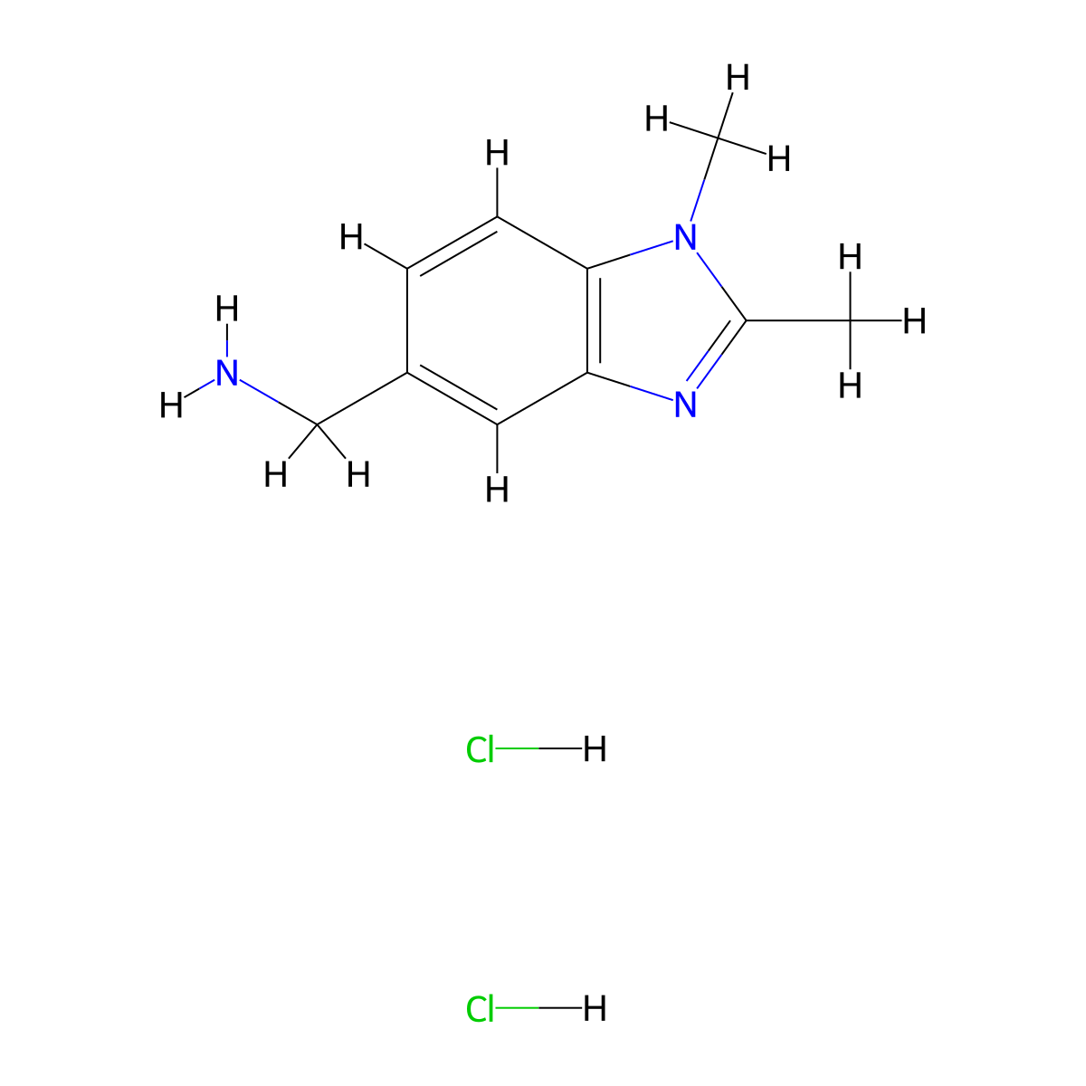 [(1,2-dimethyl-1H-benzimidazol-5-yl)methyl]amine dihydrochloride molecular structure, CAS 1609403-66-8