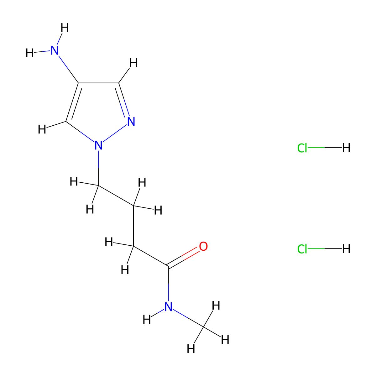 4-(4-Amino-1H-pyrazol-1-yl)-N-methylbutanamide dihydrochloride molecular structure, CAS 1609403-68-0