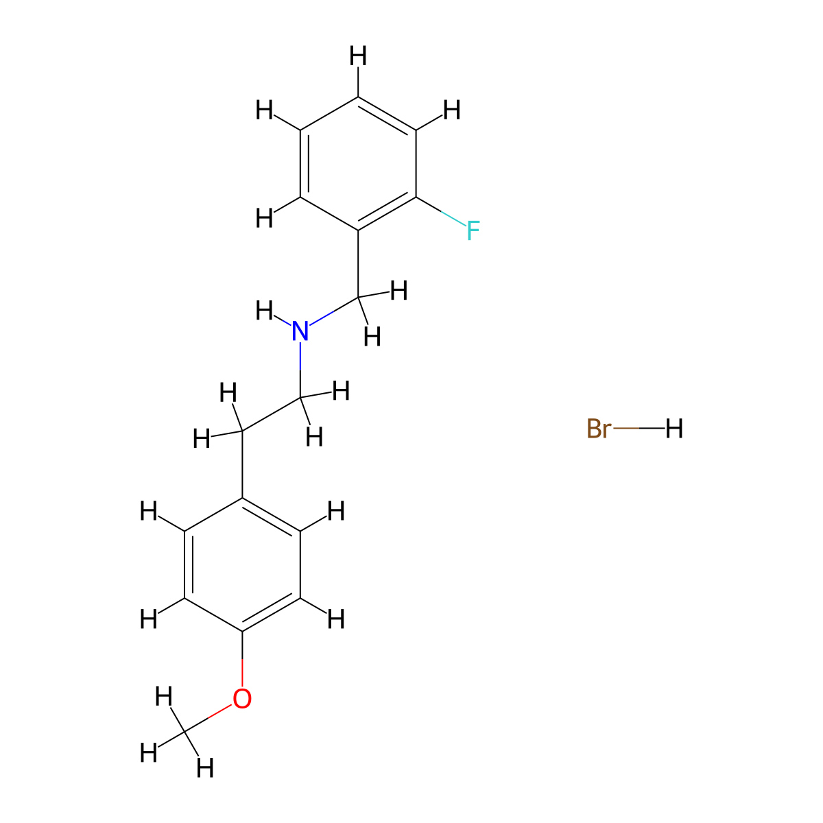 N-(2-fluorobenzyl)-2-(4-methoxyphenyl)ethanamine hydrobromide molecular structure, CAS 1609403-72-6
