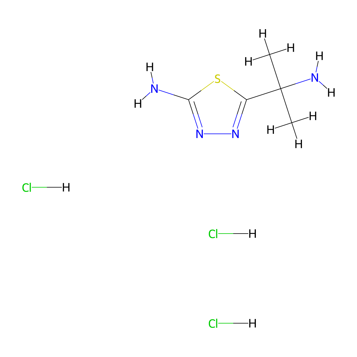 5-(1-Amino-1-methylethyl)-1,3,4-thiadiazol-2-amine trihydrochloride molecular structure, CAS 1609403-73-7