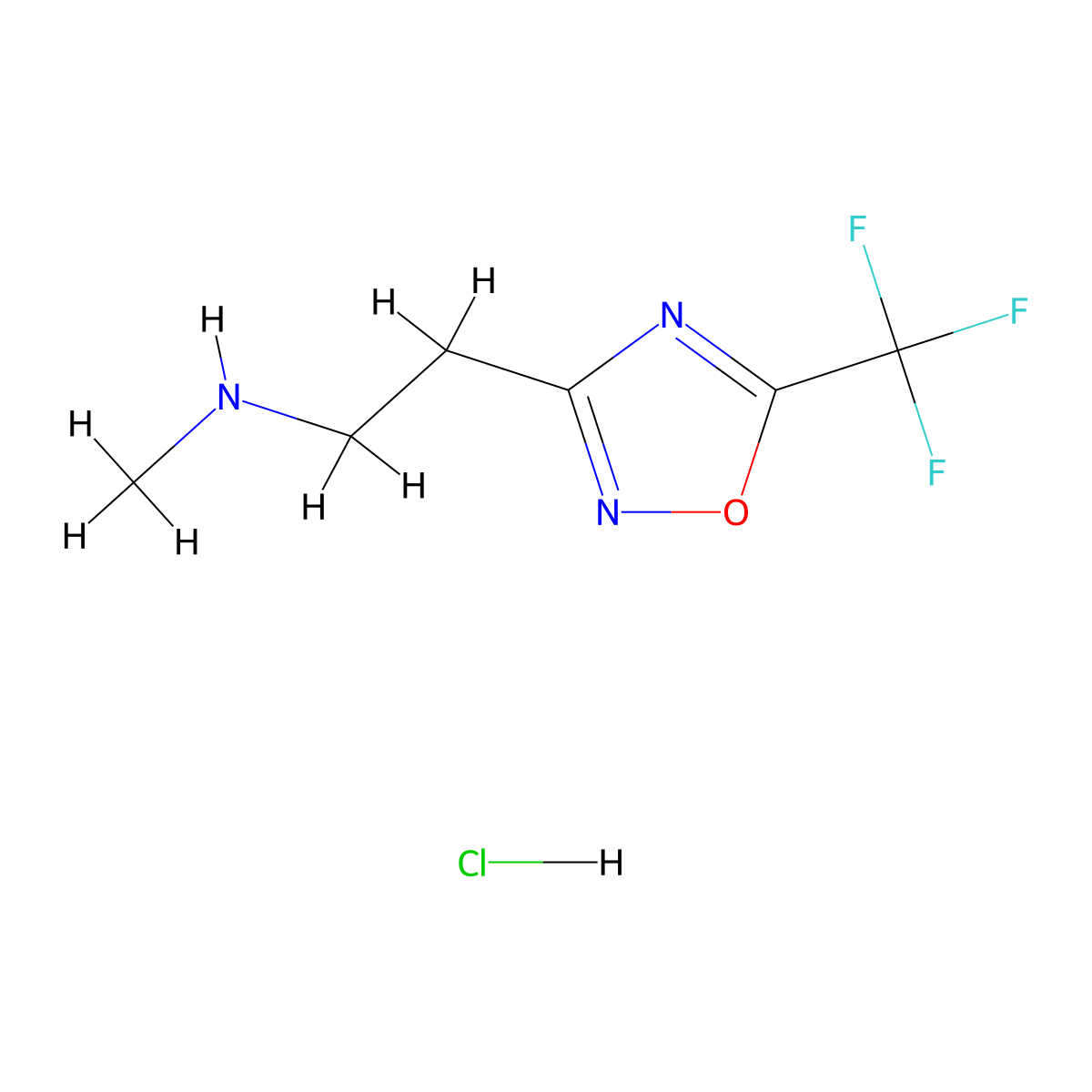 N-Methyl-2-[5-(trifluoromethyl)-1,2,4-oxadiazol-3-yl]ethanamine hydrochloride molecular structure, CAS 1609403-75-9
