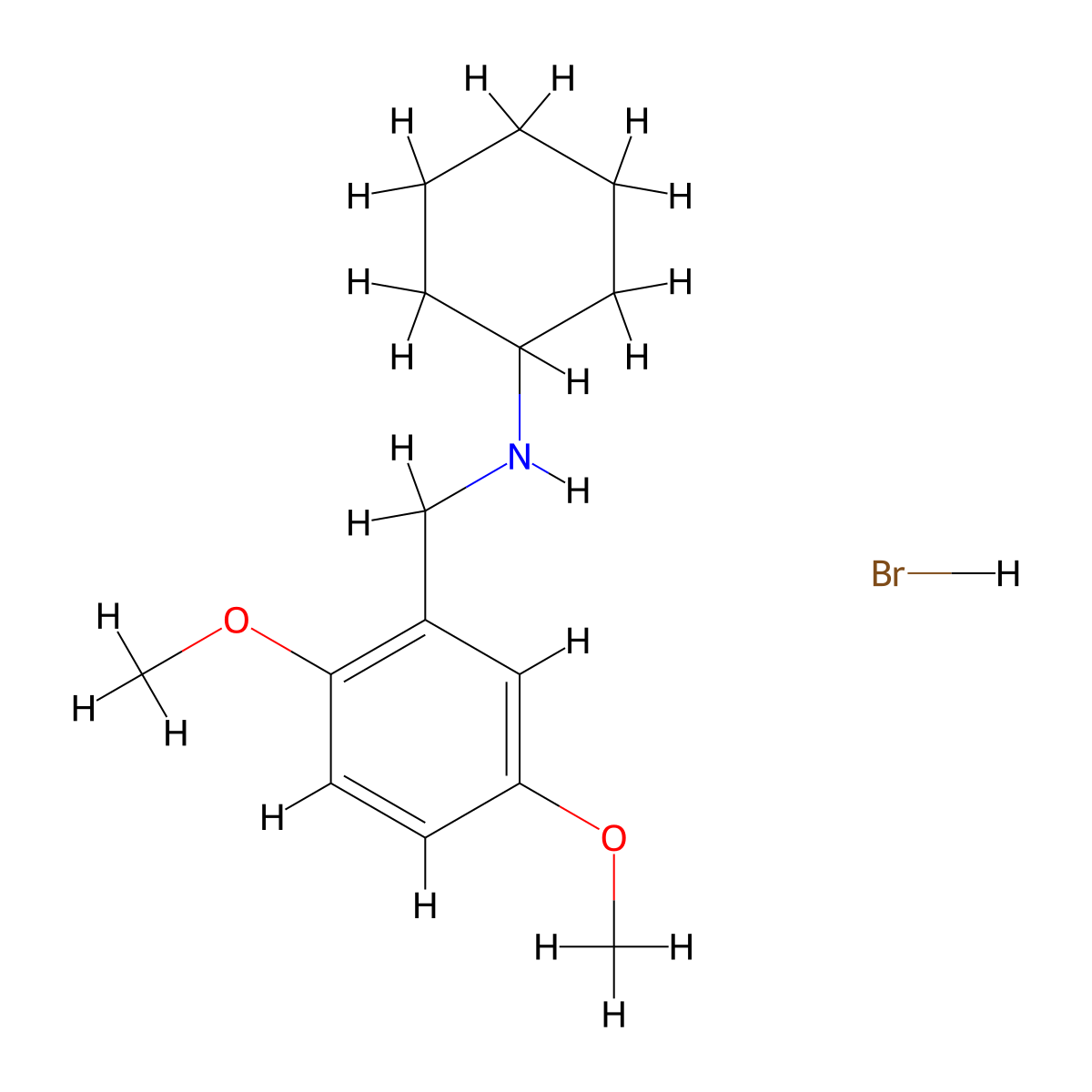 N-(2,5-dimethoxybenzyl)cyclohexanamine hydrobromide molecular structure, CAS 1609403-78-2