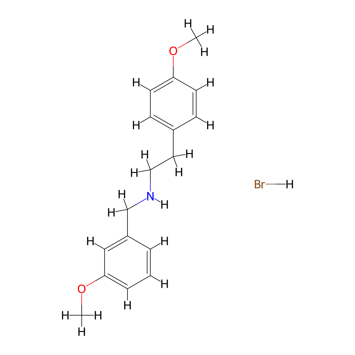 N-(3-methoxybenzyl)-2-(4-methoxyphenyl)ethanamine hydrobromide molecular structure, CAS 1609403-79-3