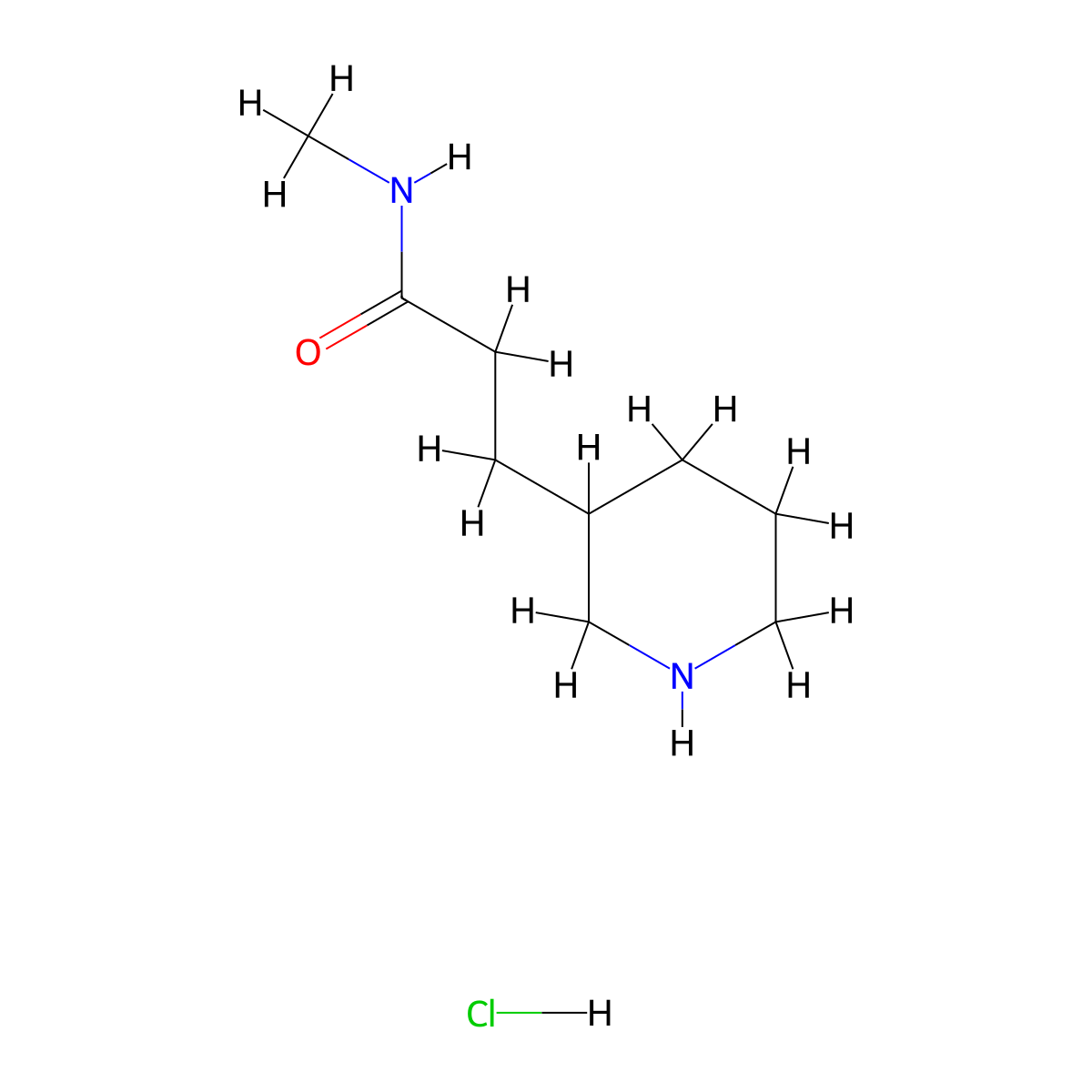 N-Methyl-3-(3-piperidinyl)propanamide hydrochloride molecular structure, CAS 1609403-81-7
