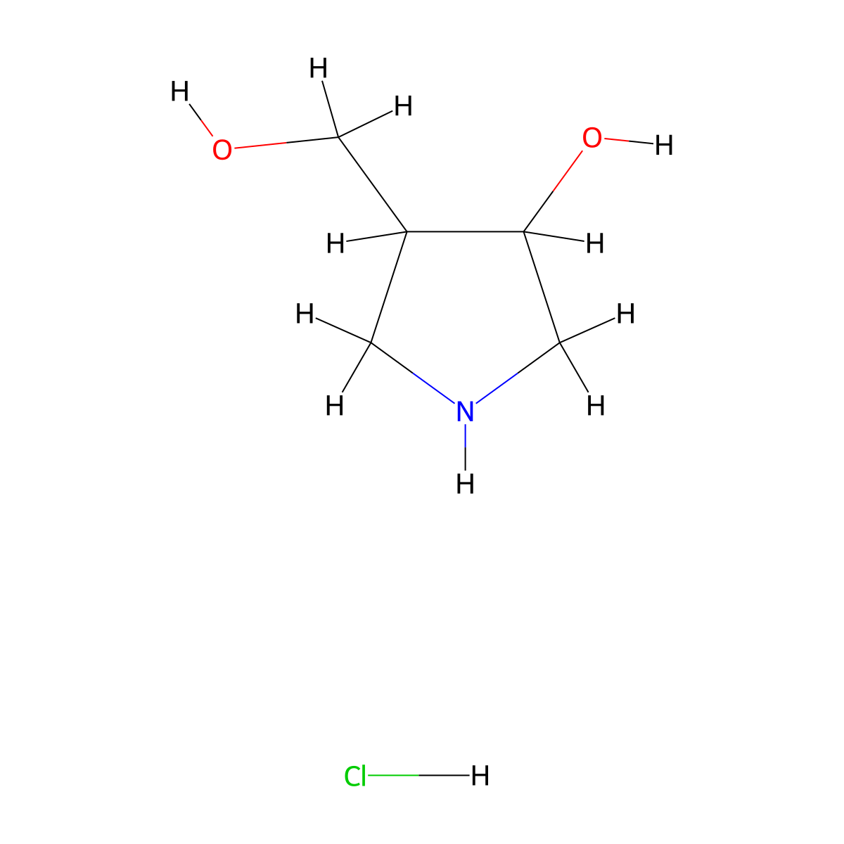 4-(Hydroxymethyl)pyrrolidin-3-ol hydrochloride molecular structure, CAS 1609403-89-5