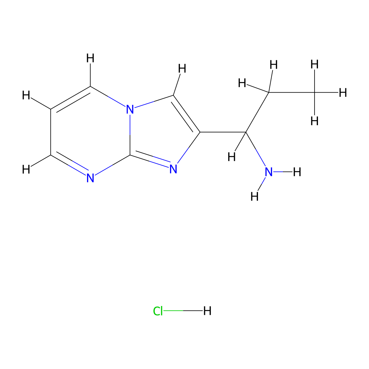 (1-Imidazo[1,2-a]pyrimidin-2-ylpropyl)amine hydrochloride molecular structure, CAS 1609403-95-3