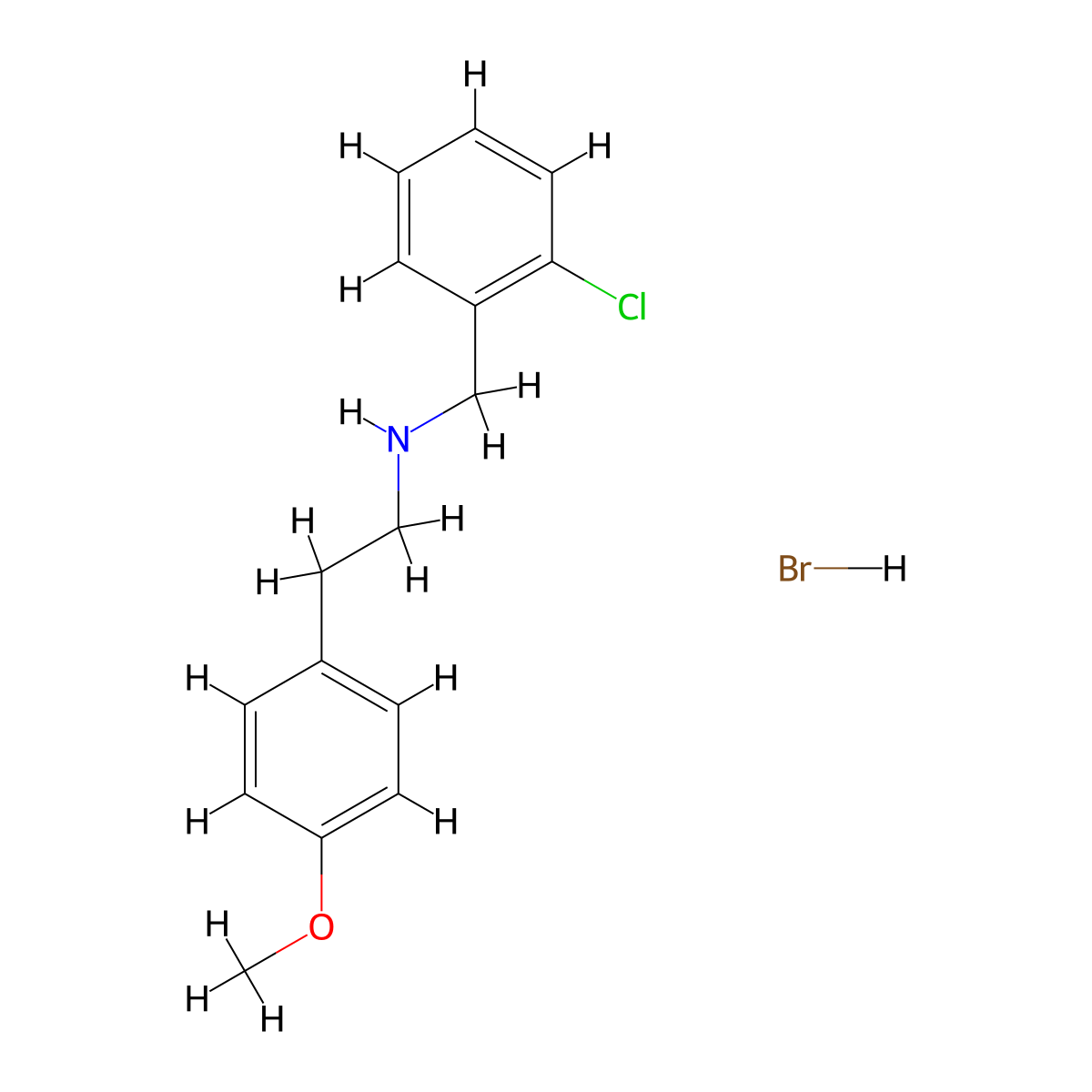 N-(2-chlorobenzyl)-2-(4-methoxyphenyl)ethanamine hydrobromide molecular structure, CAS 1609403-96-4