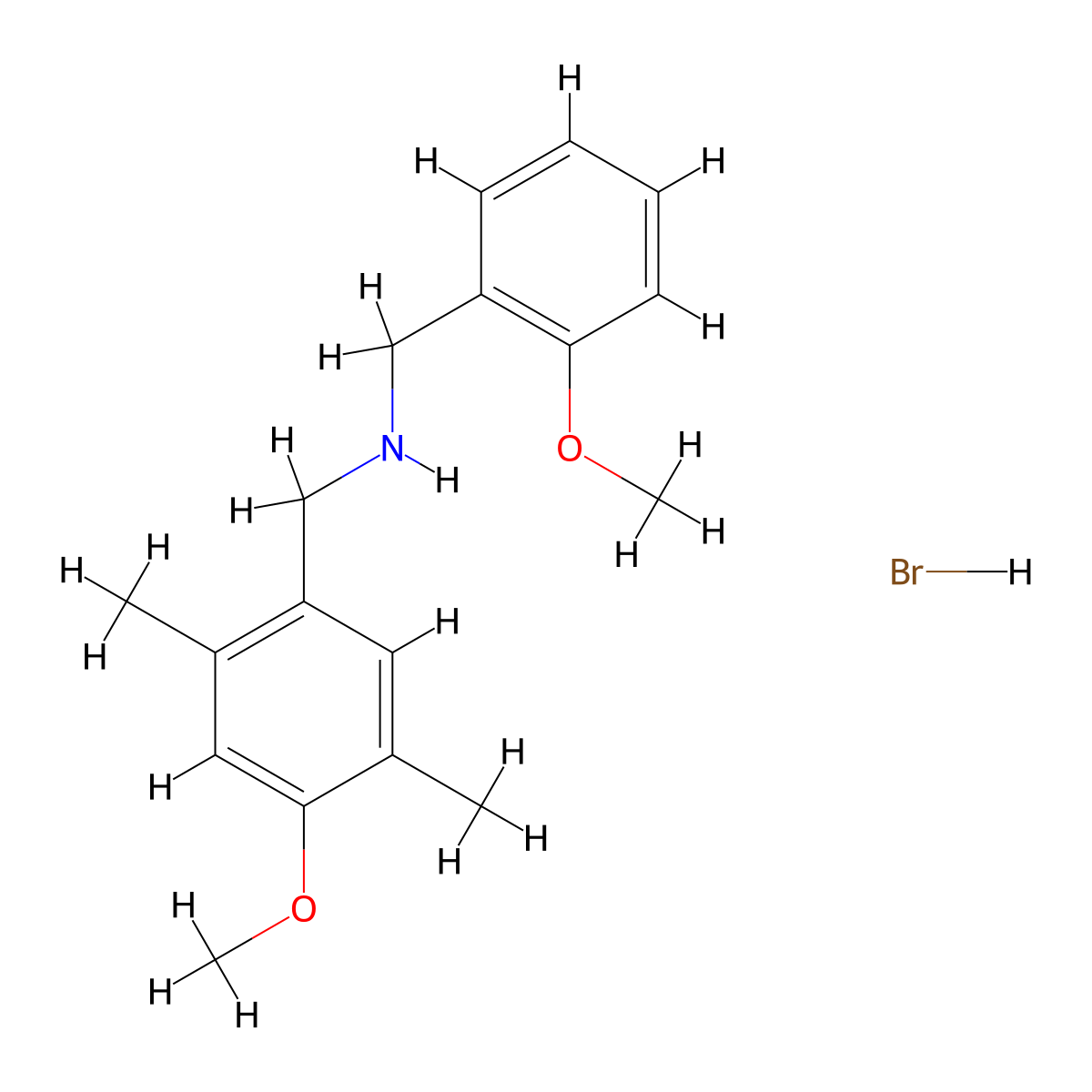 N-(2-methoxybenzyl)-1-(4-methoxy-2,5-dimethylphenyl)methanamine hydrobromide molecular structure, CAS 1609403-97-5