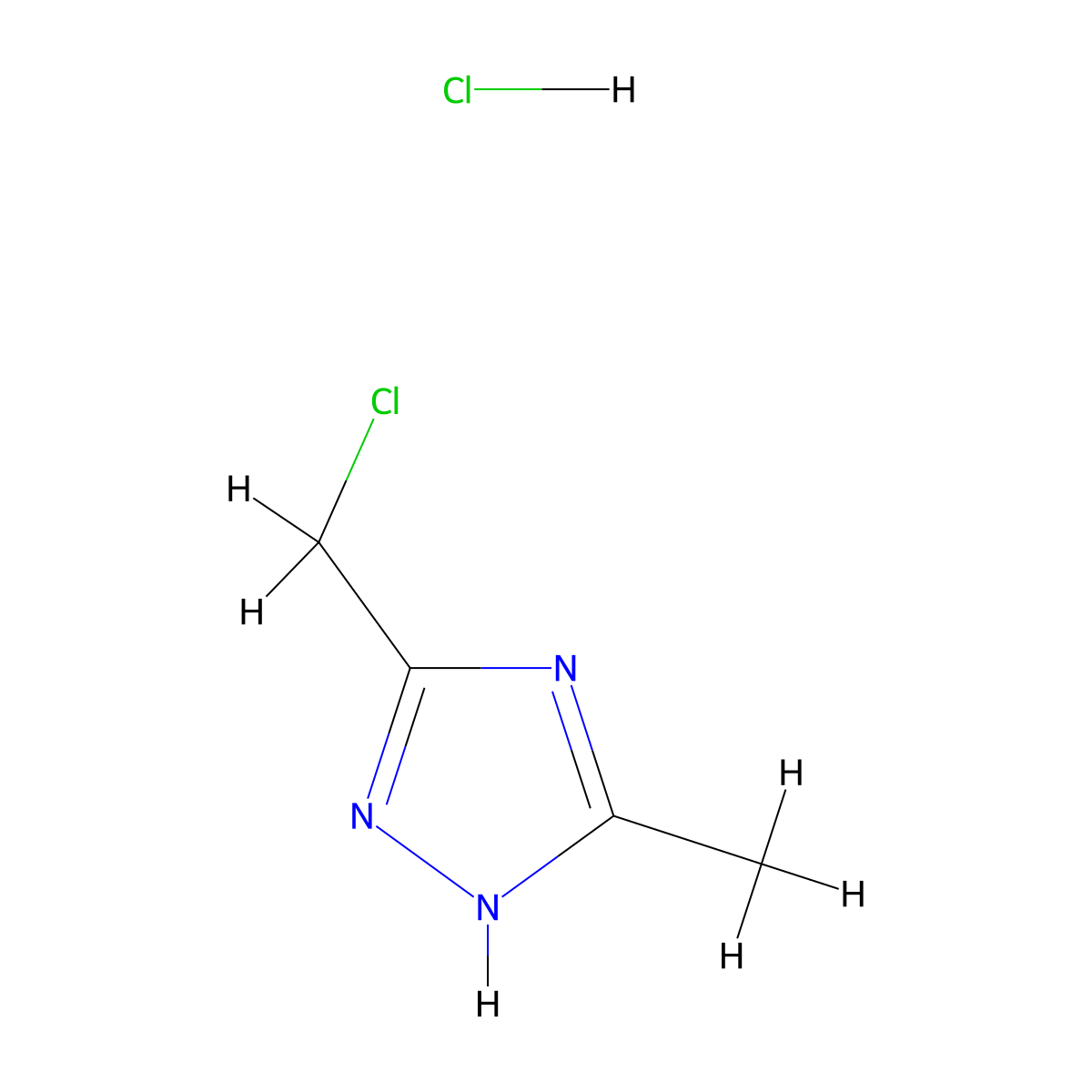 5-(chloromethyl)-3-methyl-1H-1,2,4-triazole hydrochloride molecular structure, CAS 1609404-00-3