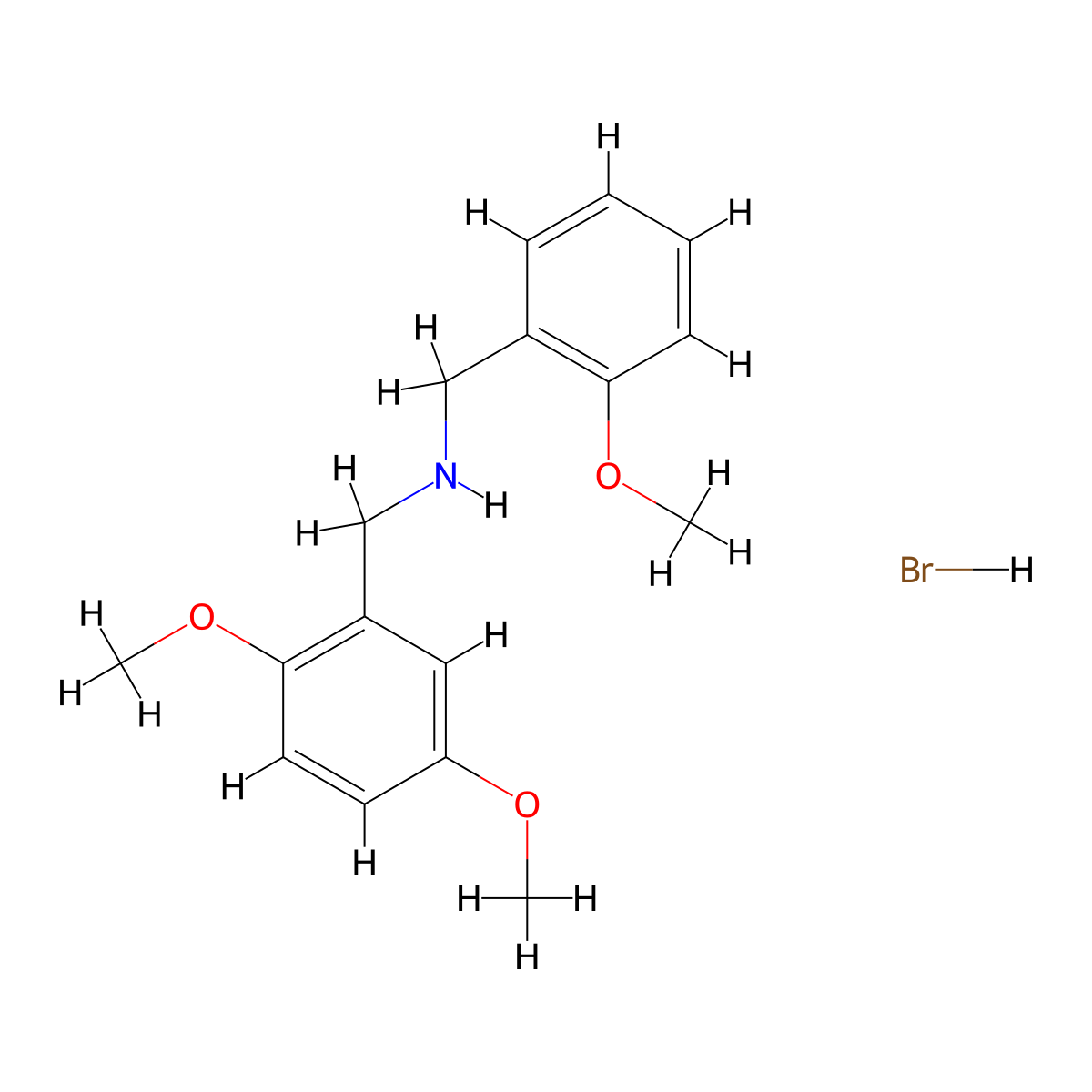 (2,5-Dimethoxybenzyl)(2-methoxybenzyl)amine hydrobromide molecular structure, CAS 1609404-02-5