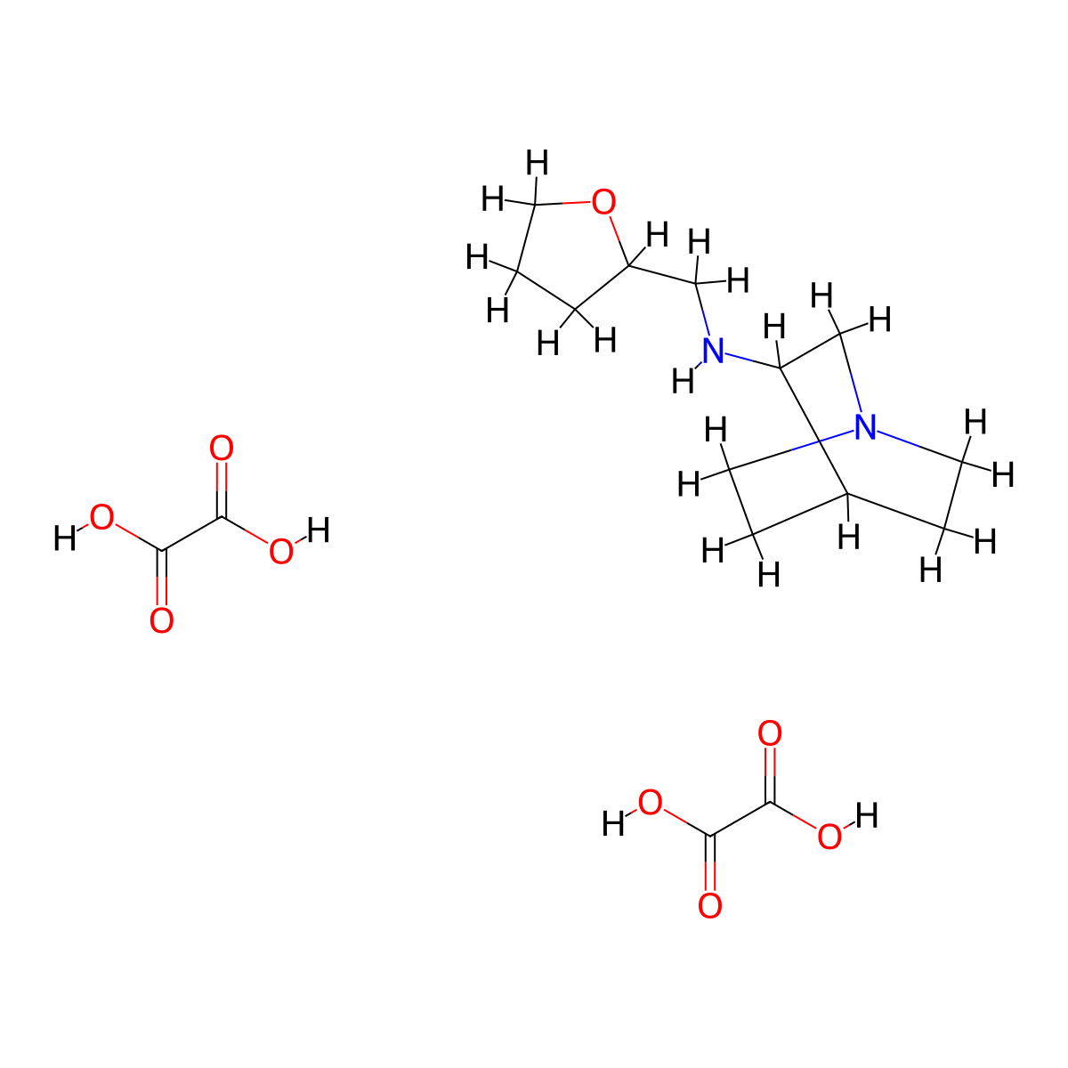 N-((Tetrahydrofuran-2-yl)methyl)quinuclidin-3-amine dioxalate molecular structure, CAS 1609404-06-9
