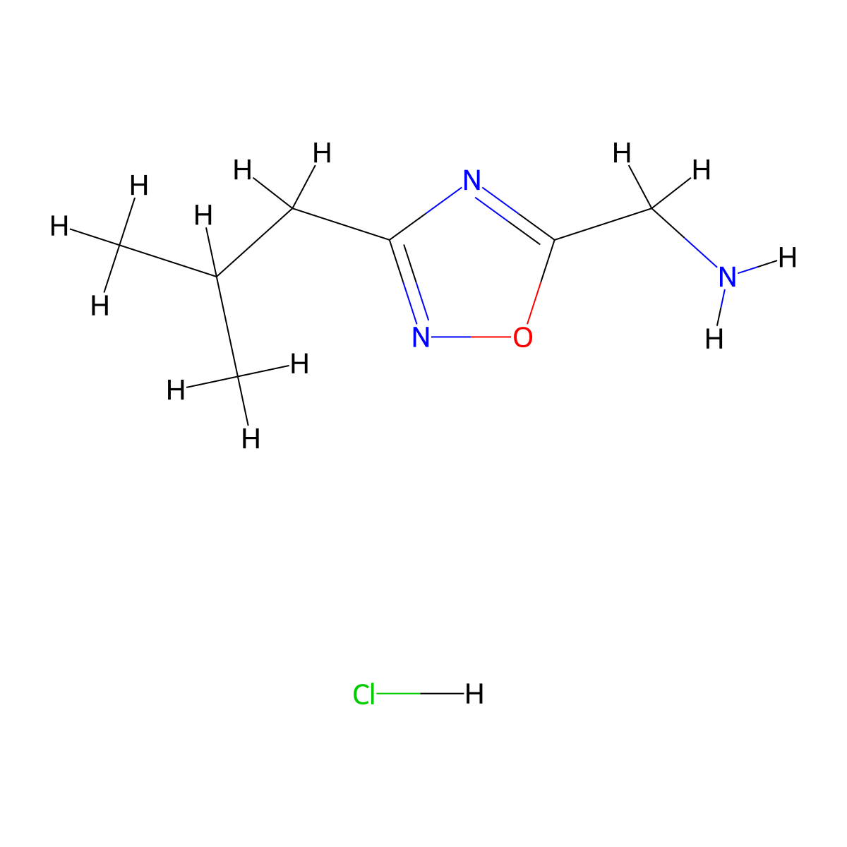 [(3-Isobutyl-1,2,4-oxadiazol-5-yl)methyl]amine hydrochloride molecular structure, CAS 1609404-14-9