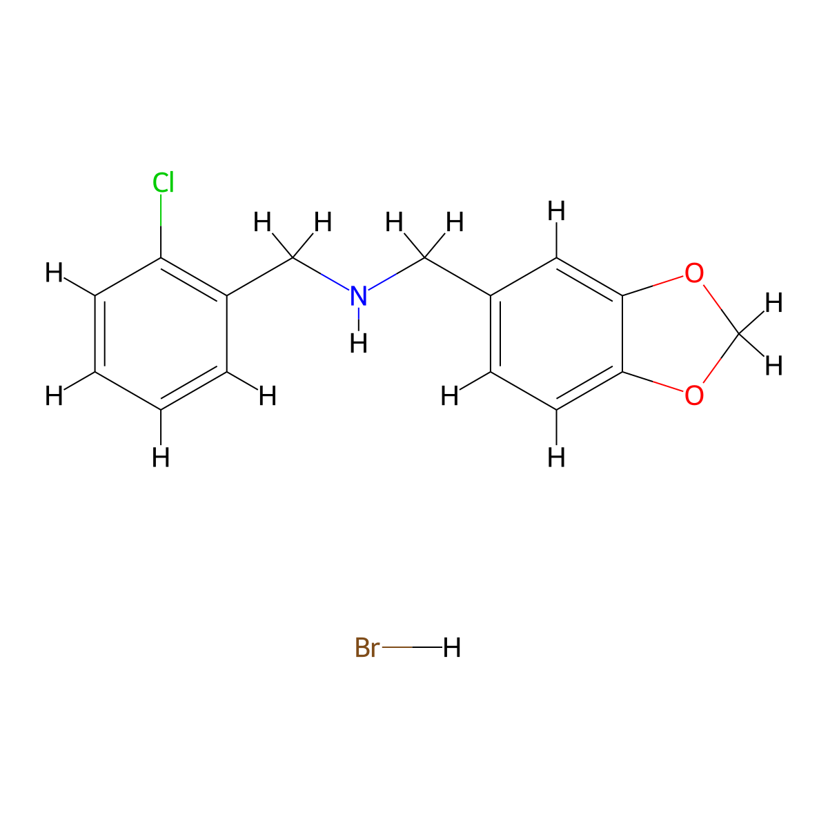 (1,3-Benzodioxol-5-ylmethyl)(2-chlorobenzyl)amine hydrobromide molecular structure, CAS 1609404-15-0