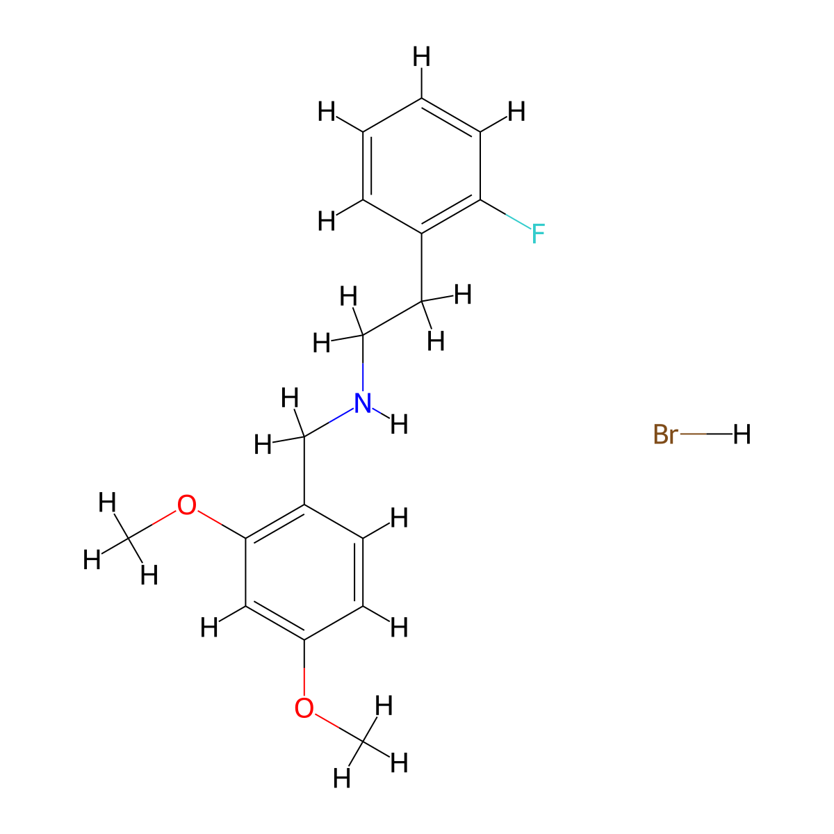 N-(2,4-dimethoxybenzyl)-2-(2-fluorophenyl)ethanamine hydrobromide molecular structure, CAS 1609404-18-3