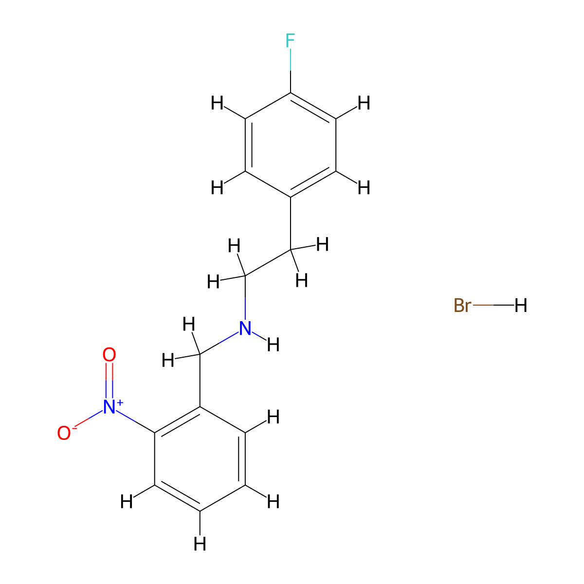 [2-(4-Fluorophenyl)ethyl](2-nitrobenzyl)amine hydrobromide molecular structure, CAS 1609404-20-7
