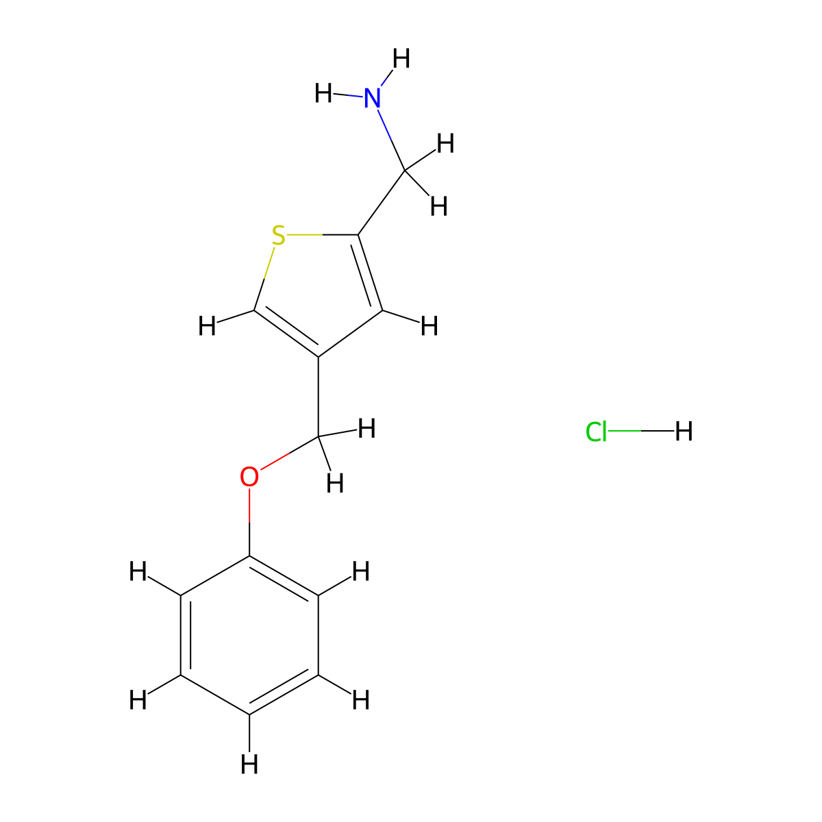 {[4-(Phenoxymethyl)-2-thienyl]methyl}amine hydrochloride molecular structure, CAS 1609404-28-5