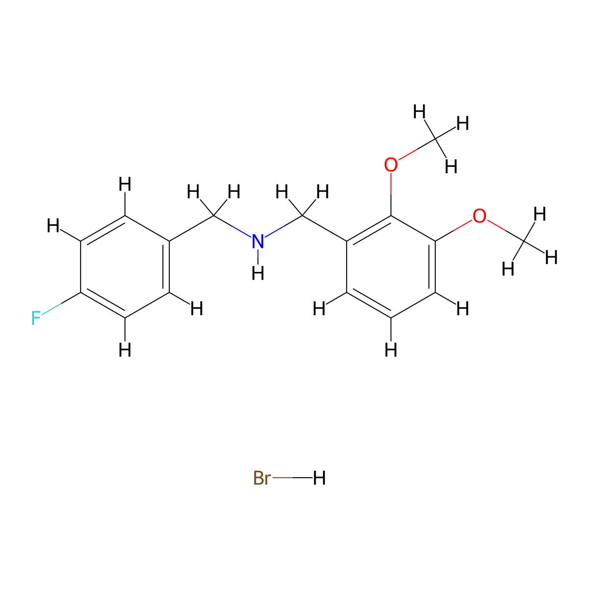(2,3-Dimethoxybenzyl)(4-fluorobenzyl)amine hydrobromide molecular structure, CAS 1609404-39-8