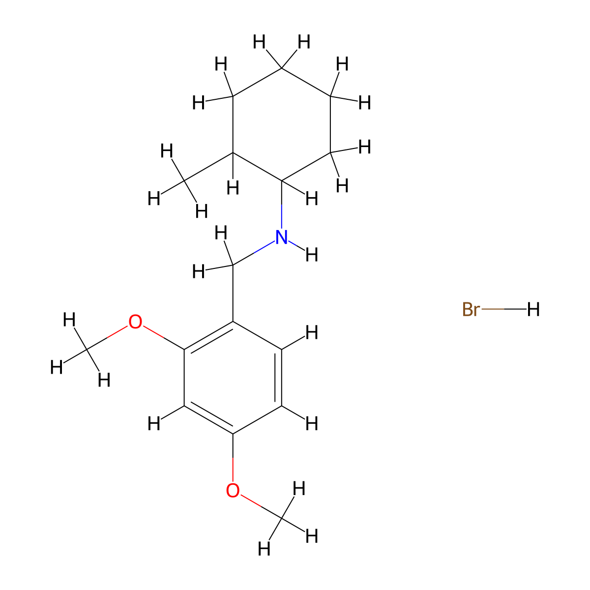 N-(2,4-dimethoxybenzyl)-2-methylcyclohexanamine hydrobromide molecular structure, CAS 1609406-25-8