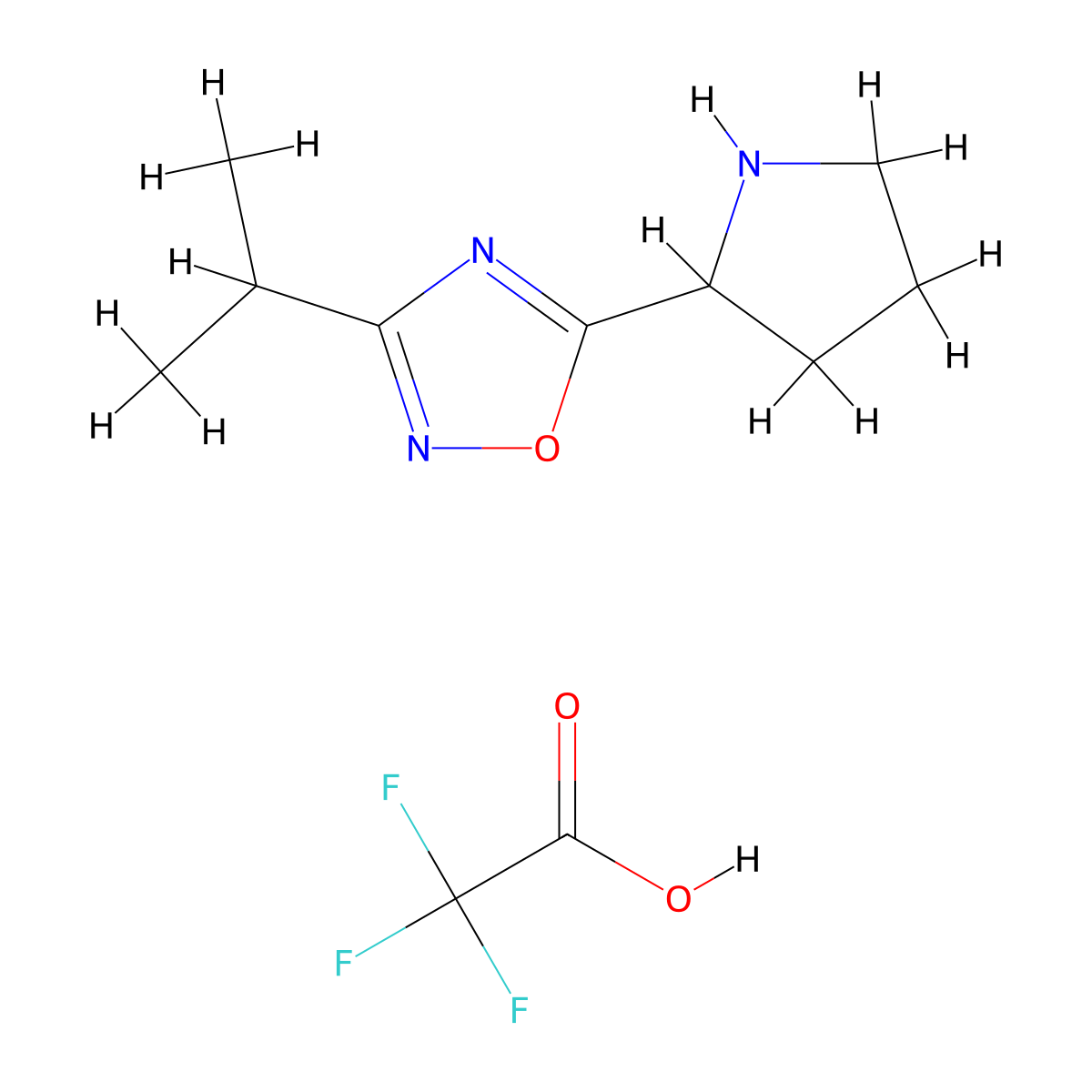3-Isopropyl-5-(2-pyrrolidinyl)-1,2,4-oxadiazole trifluoroacetate molecular structure, CAS 1609406-28-1