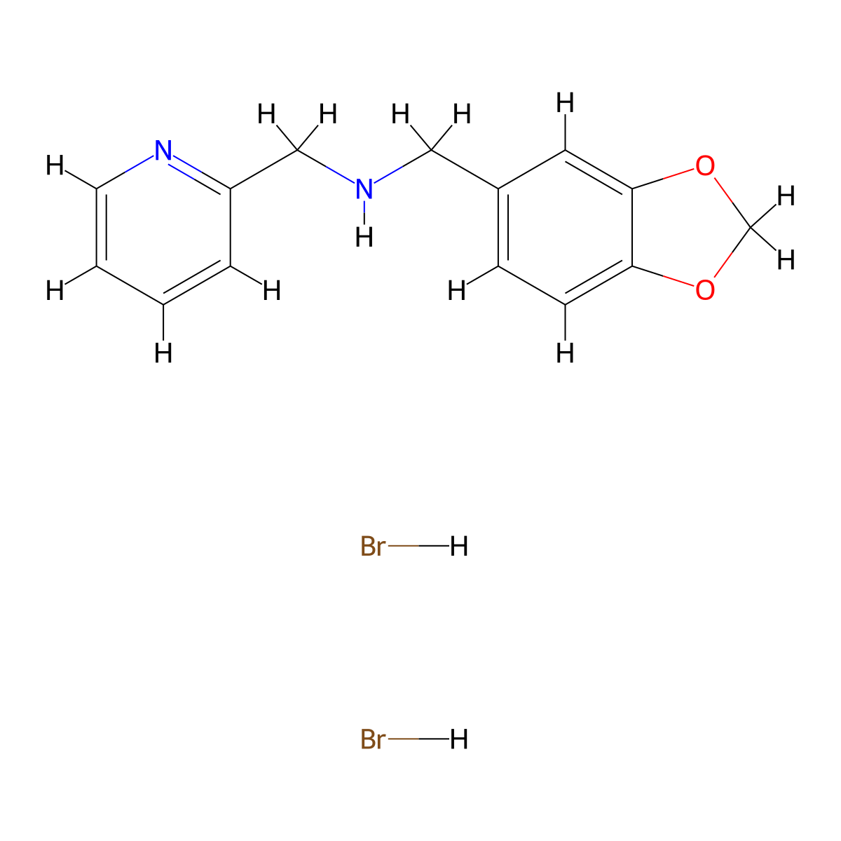 (1,3-Benzodioxol-5-ylmethyl)(2-pyridinylmethyl)amine dihydrobromide molecular structure, CAS 1609406-32-7