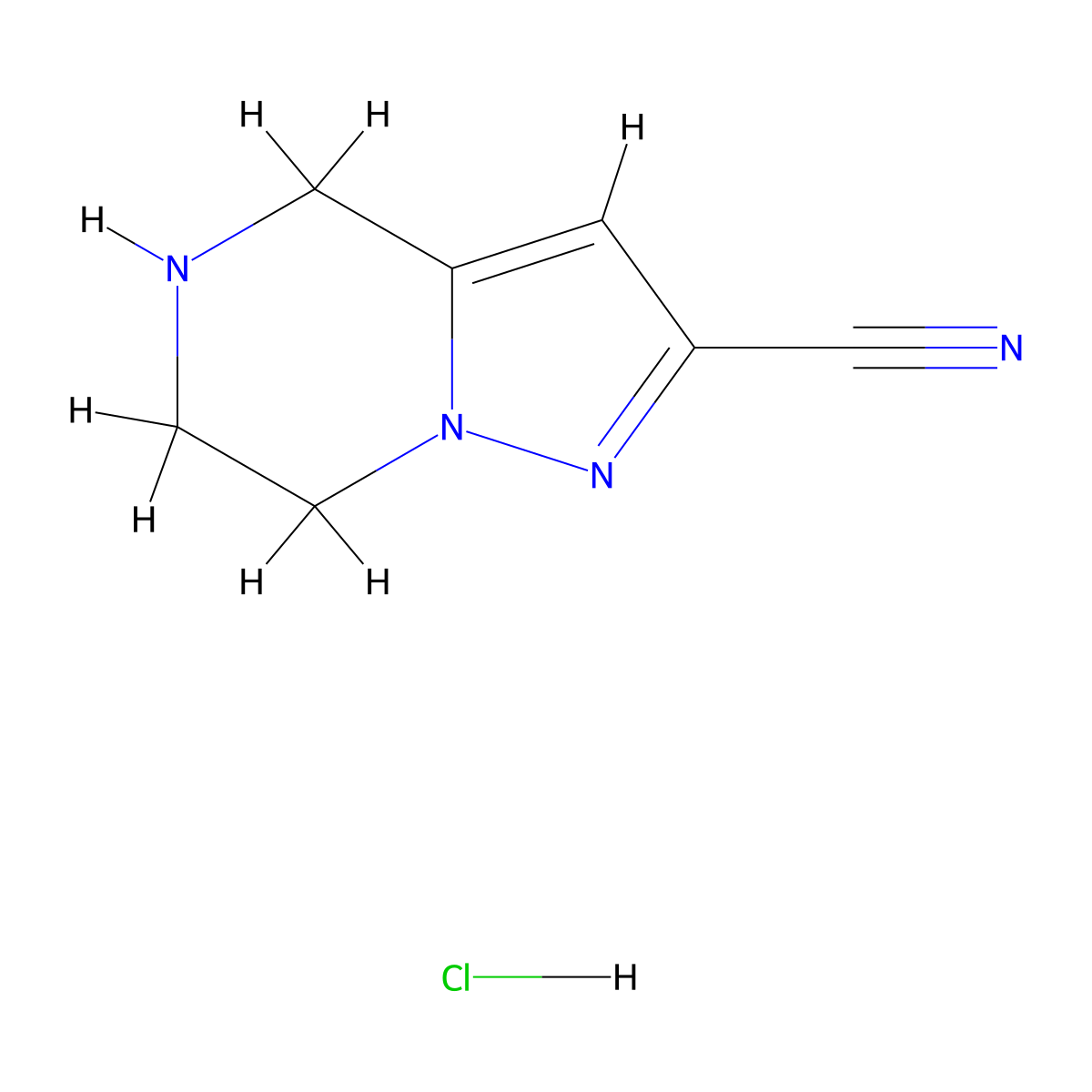 4H,5H,6H,7H-pyrazolo[1,5-a]pyrazine-2-carbonitrile hydrochloride molecular structure, CAS 1609406-44-1
