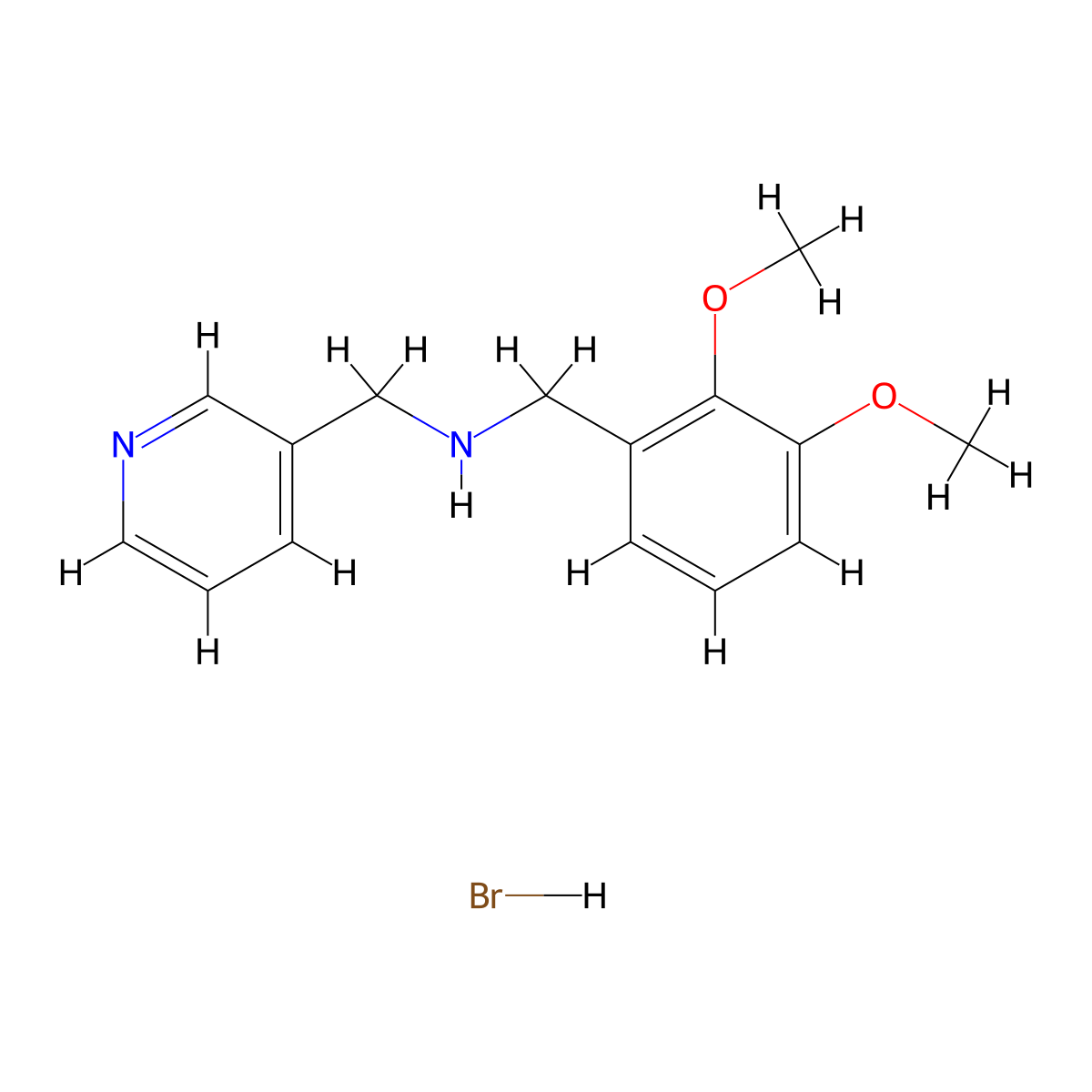 (2,3-Dimethoxybenzyl)(3-pyridinylmethyl)amine hydrobromide molecular structure, CAS 1609406-48-5