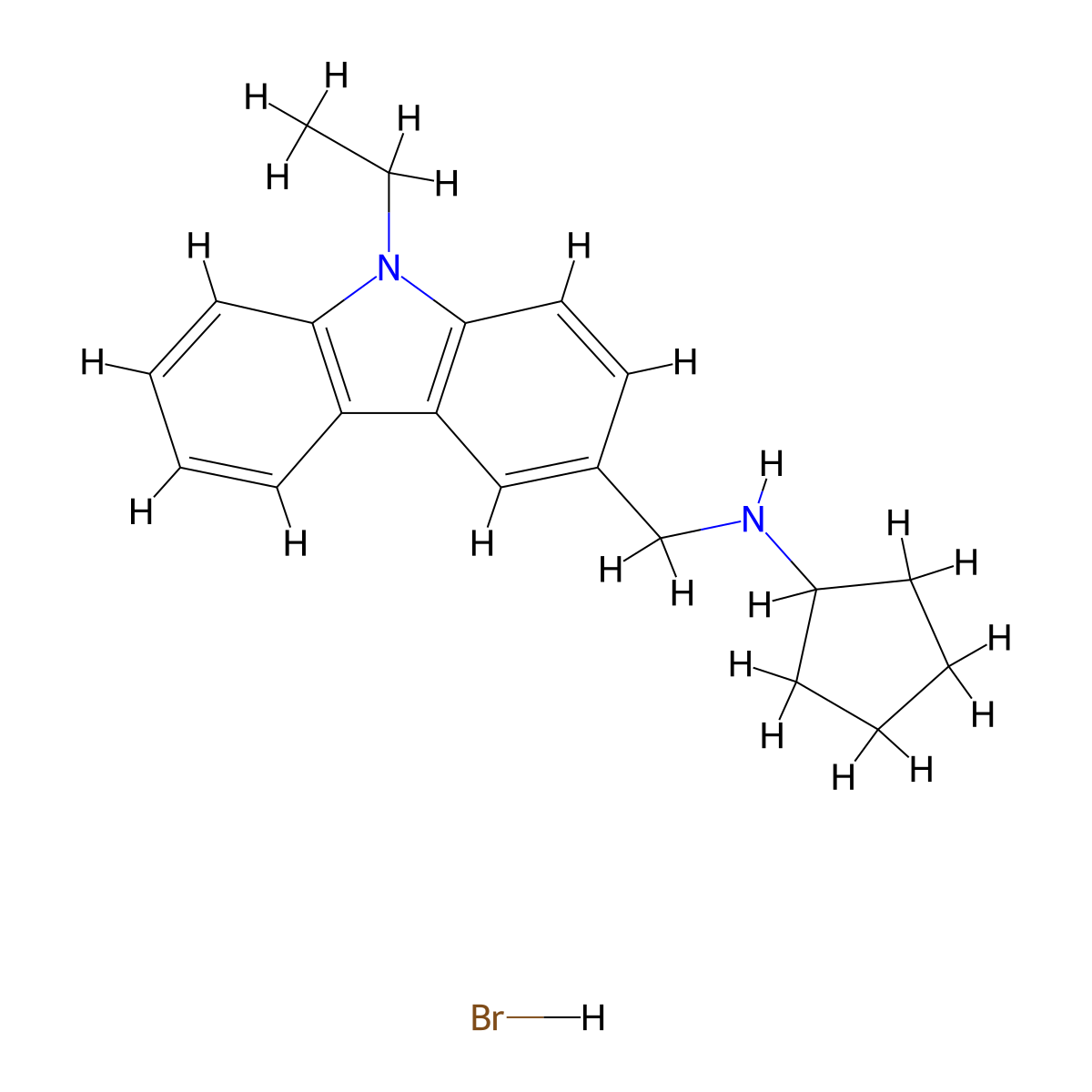 N-[(9-ethyl-9H-carbazol-3-yl)methyl]cyclopentanamine hydrobromide molecular structure, CAS 1609406-50-9