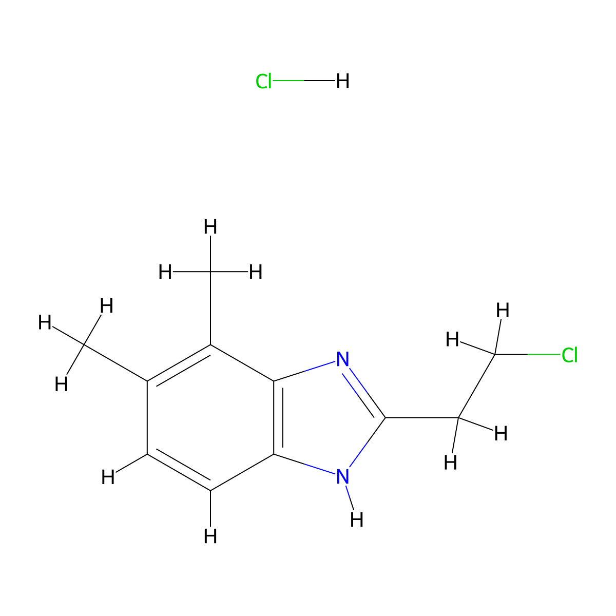 2-(2-Chloroethyl)-6,7-dimethyl-1H-benzimidazole hydrochloride molecular structure, CAS 1609406-55-4