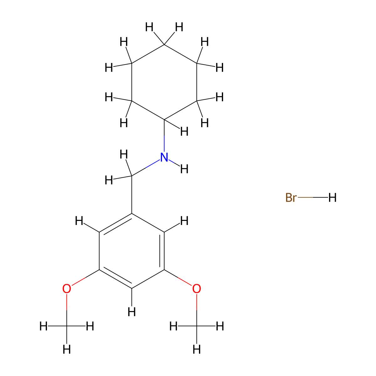 N-(3,5-dimethoxybenzyl)cyclohexanamine hydrobromide molecular structure, CAS 1609406-58-7