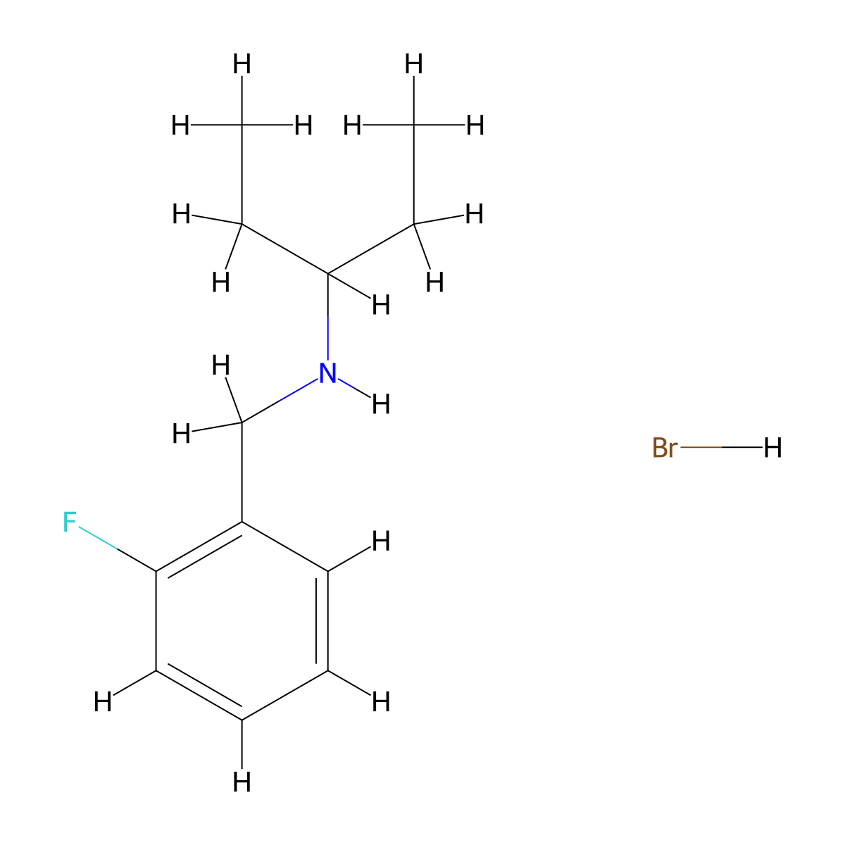 N-(2-fluorobenzyl)-3-pentanamine hydrobromide molecular structure, CAS 1609406-61-2