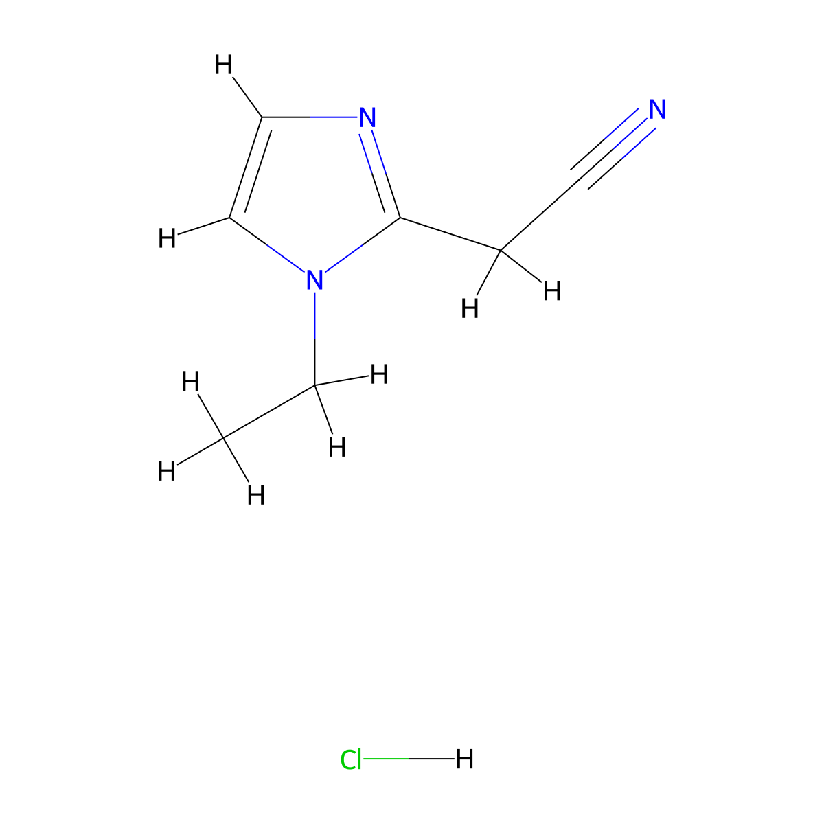 (1-Ethyl-1H-imidazol-2-yl)acetonitrile hydrochloride molecular structure, CAS 1609406-62-3