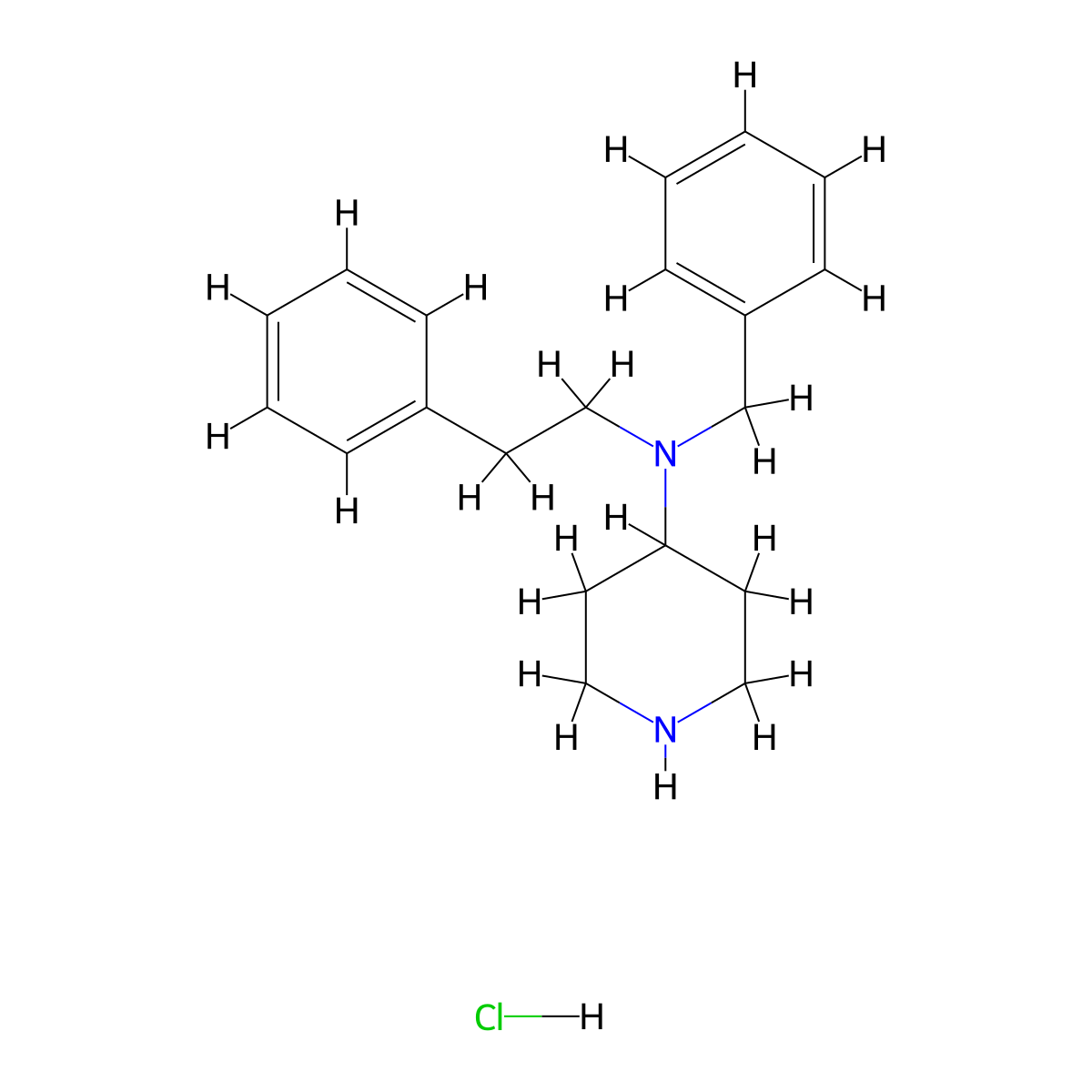 N-Benzyl-N-(2-phenylethyl)piperidin-4-amine hydrochloride molecular structure, CAS 1609406-75-8