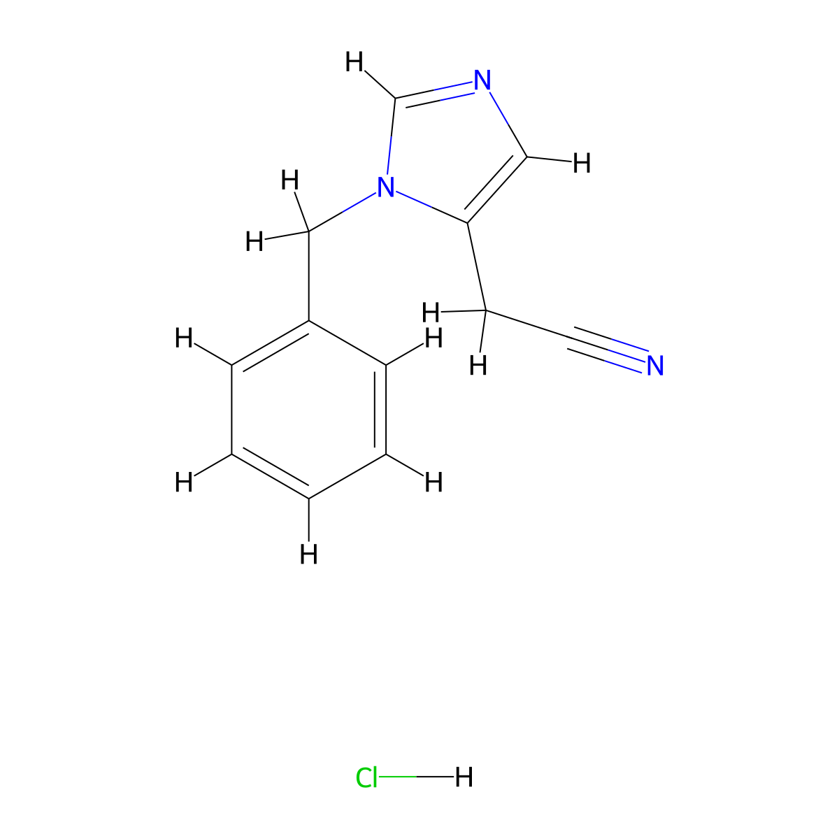 (1-Benzyl-1H-imidazol-5-yl)acetonitrile hydrochloride molecular structure, CAS 1609406-86-1