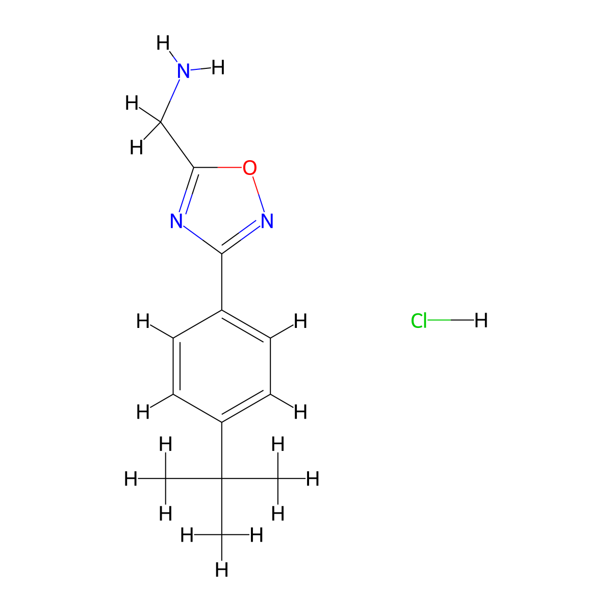 {[3-(4-tert-Butylphenyl)-1,2,4-oxadiazol-5-yl]methyl}amine hydrochloride molecular structure, CAS 1609406-88-3