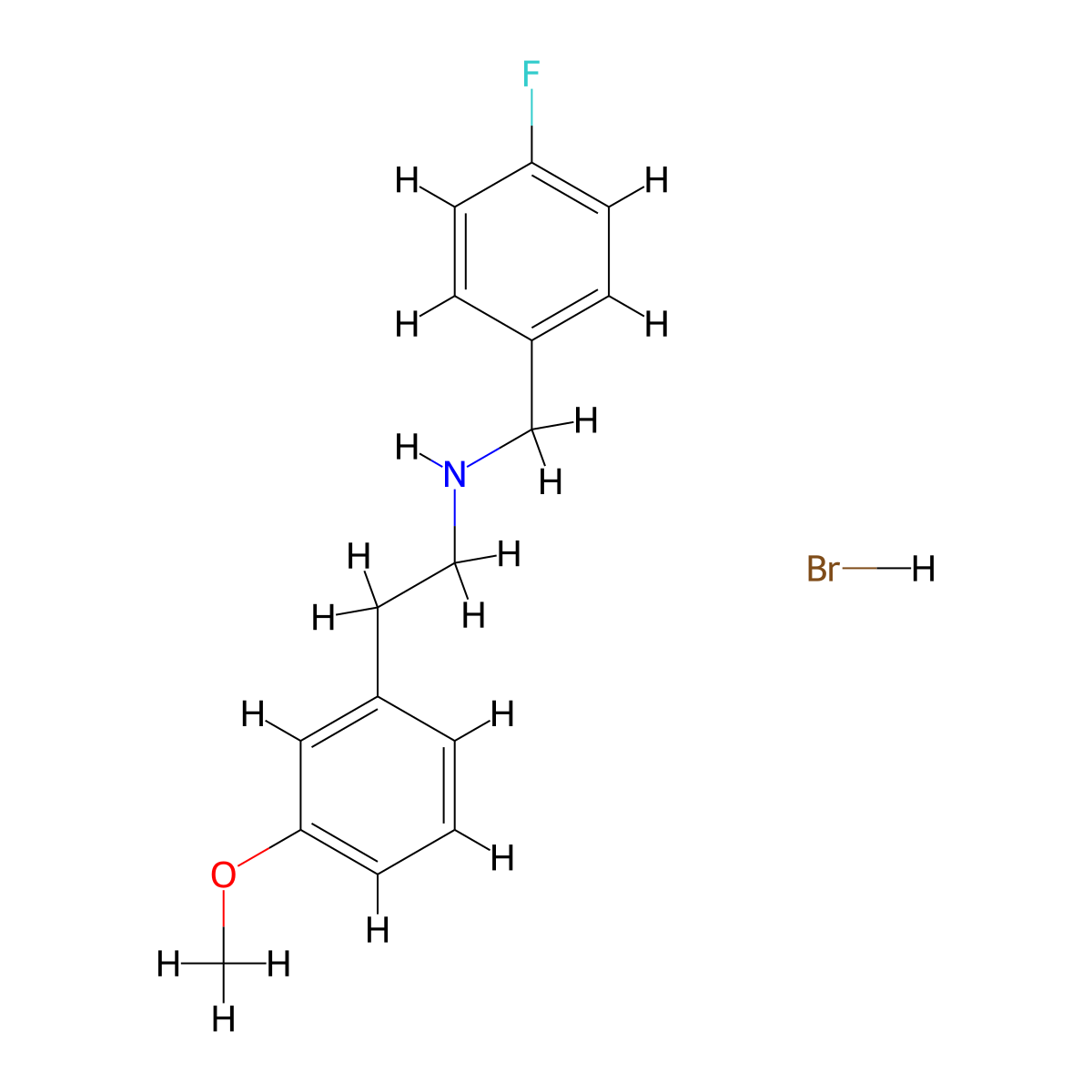 N-(4-fluorobenzyl)-2-(3-methoxyphenyl)ethanamine hydrobromide molecular structure, CAS 1609407-04-6