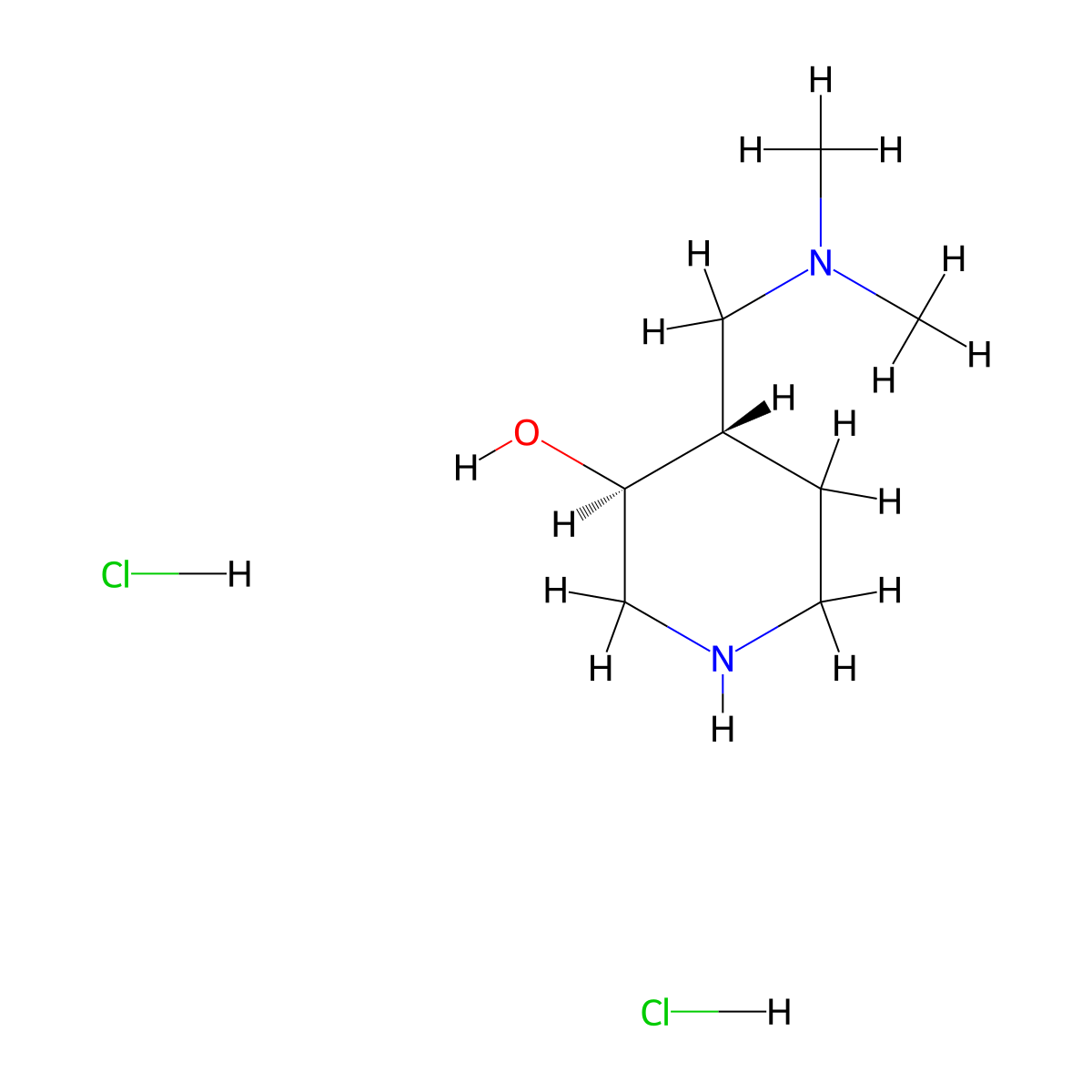 trans-4-[(Dimethylamino)methyl]-3-piperidinol dihydrochloride molecular structure, CAS 1609407-11-5