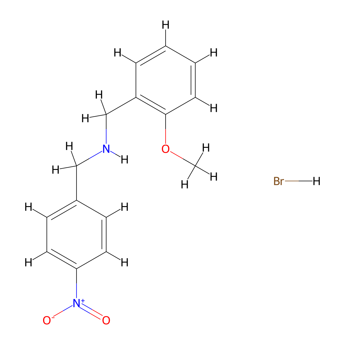 (2-Methoxybenzyl)(4-nitrobenzyl)amine hydrobromide molecular structure, CAS 1609407-13-7